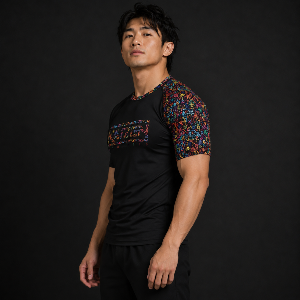 Neon Nights Men's Short Sleeve Rash Guard by Kaizen Athletic