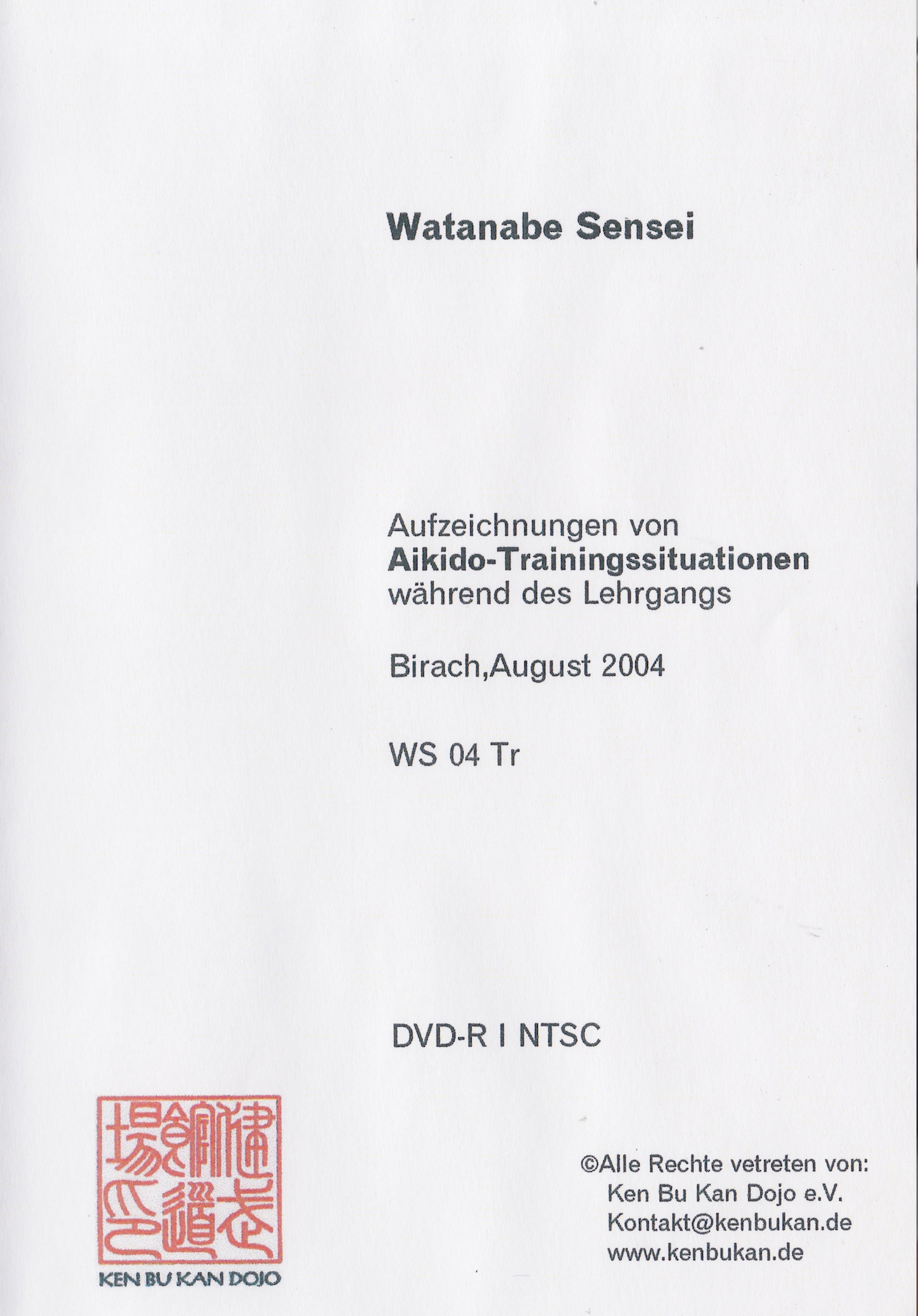 Aikido Training August 2004 DVD with Nobuyuki Watanabe (Preowned)