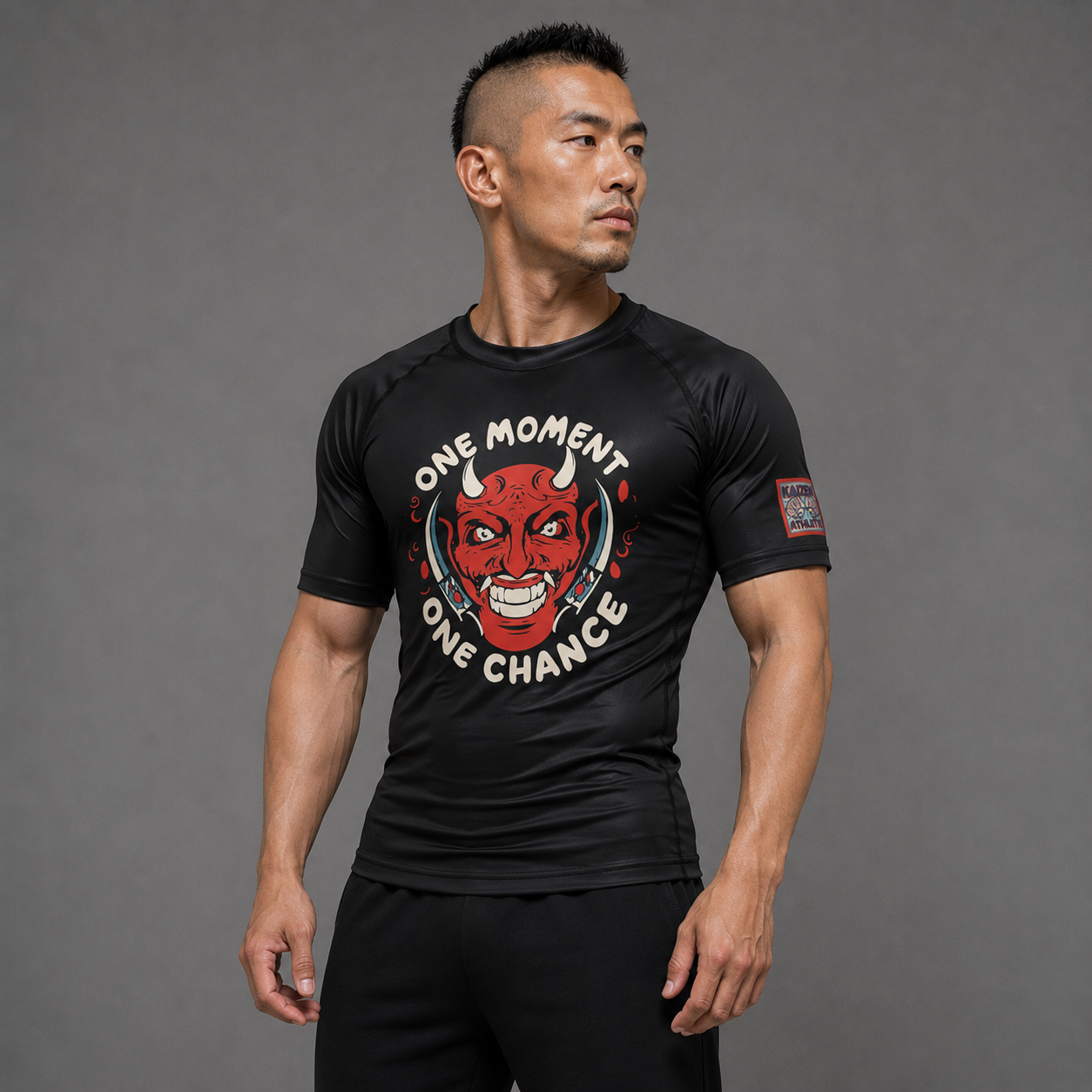 One Moment Men's Short Sleeve Rash Guard by Kaizen Athletic