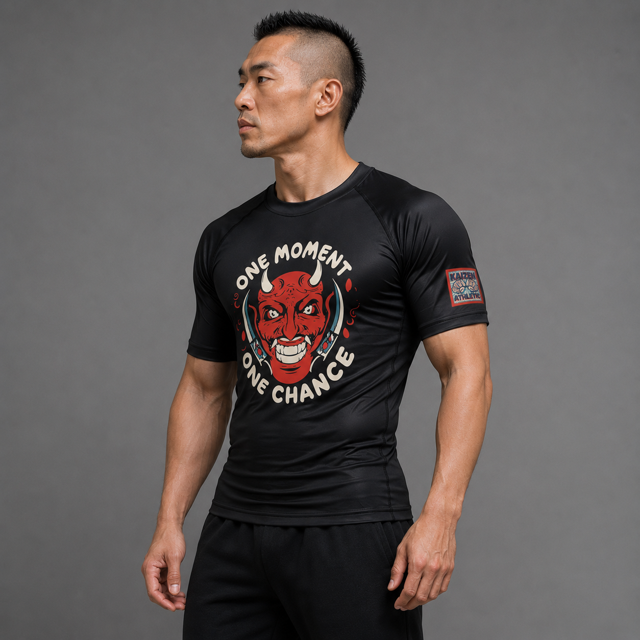 One Moment Men's Short Sleeve Rash Guard by Kaizen Athletic