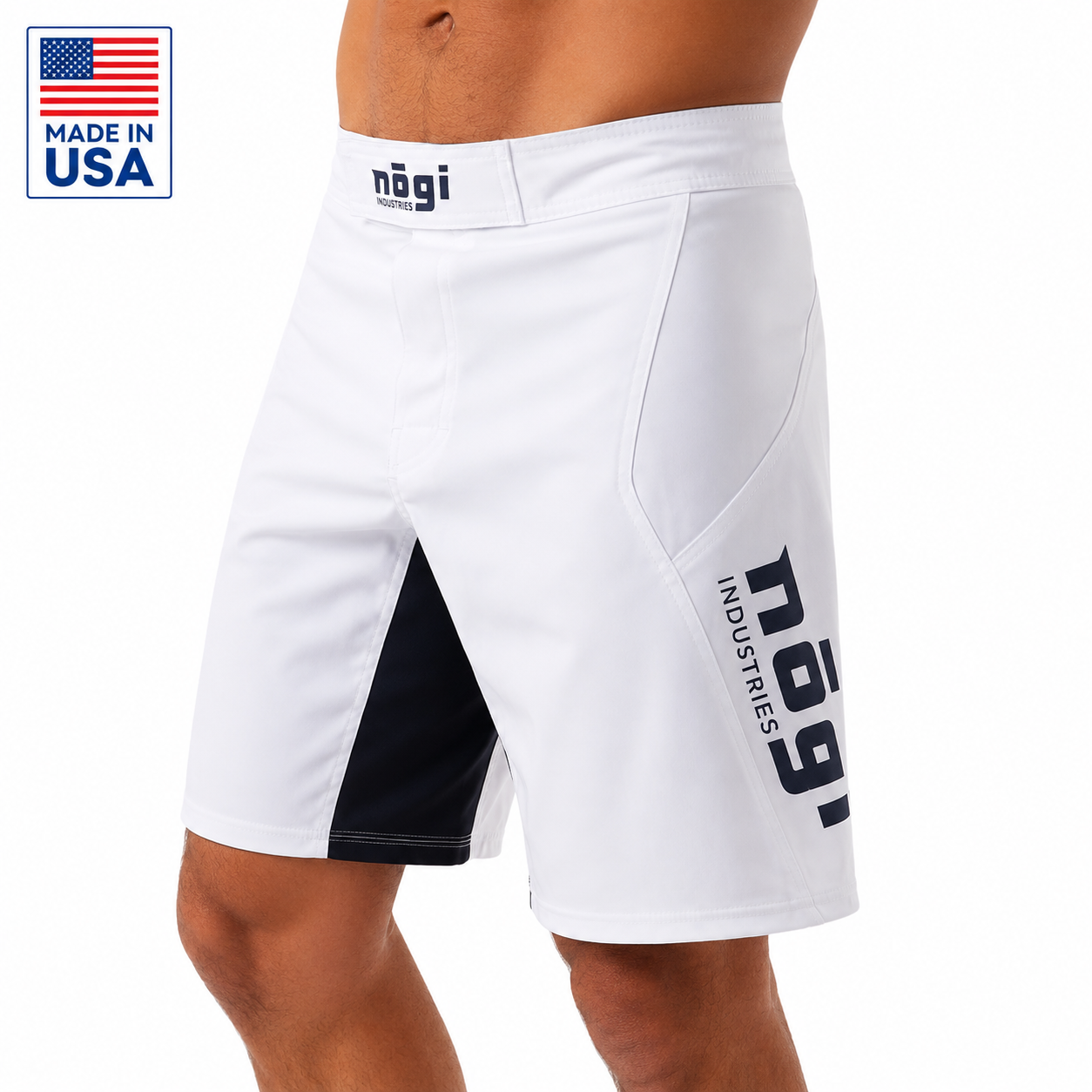Phantom 4.0 Fight Shorts - Arctic White & Gray - MADE IN USA by Nogi industries