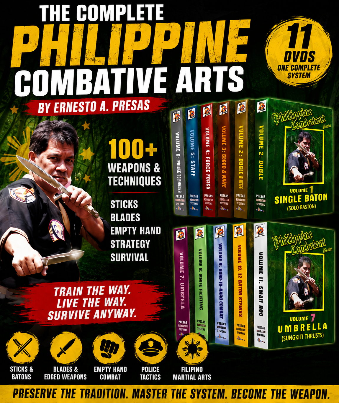 Philippine Combative Arts Series 11 DVD Set by Ernesto A. Presas