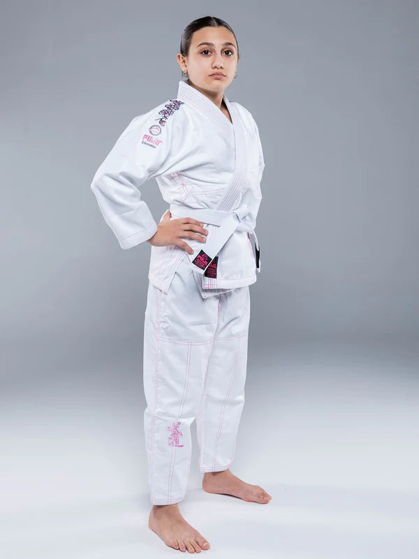 Pink Blossom Kid's Gi by Fuji with Belt - WHITE