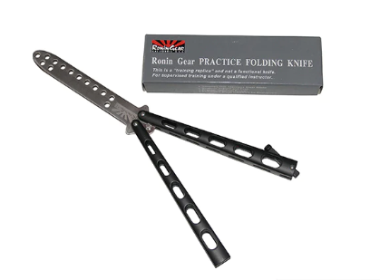 Practice Balisong Butterfly Knife Gloss Black by Ronin Gear