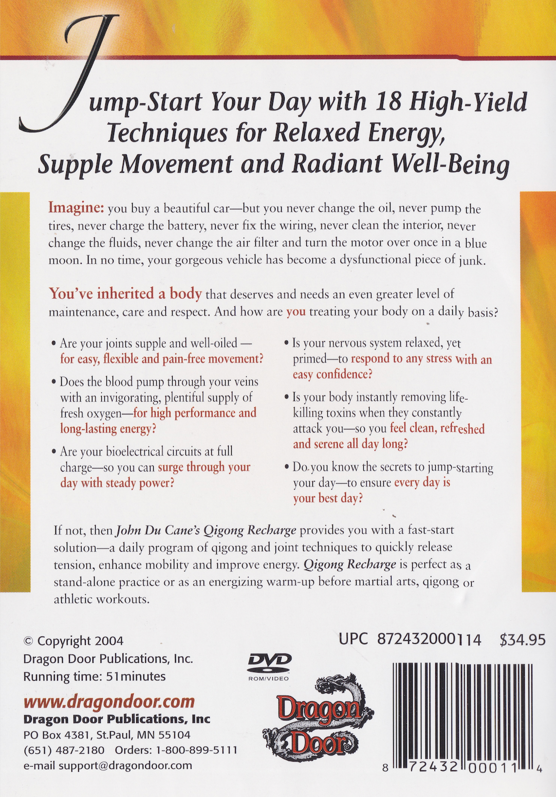 Qigong Recharge: A Daily Practice to Release, Relax & Rejuvenate DVD by John Du Cane (Preowned)