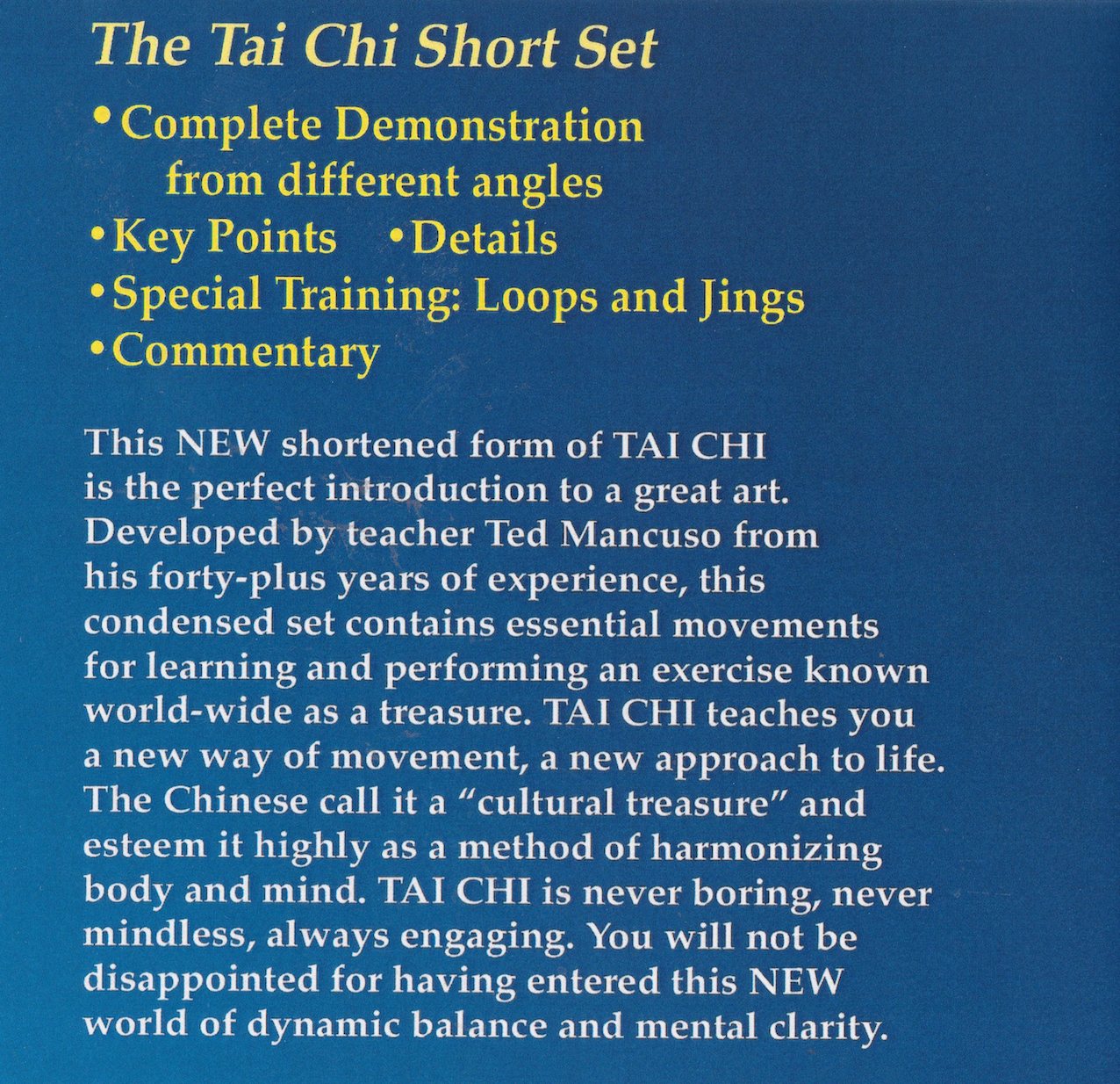 Tai Chi: The Short Set DVD by Ted Mancuso