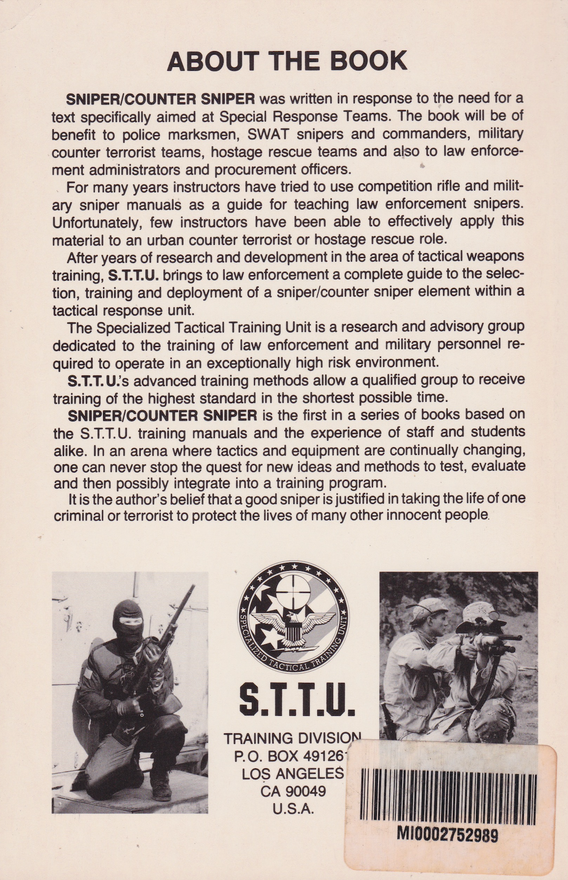 Sniper Counter Sniper: A Guide for Special Response Teams Book by Mark Lonsdale (Preowned)