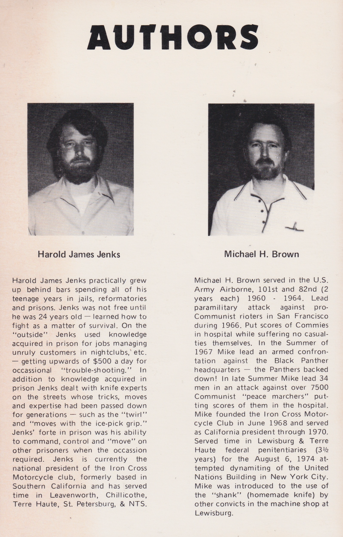 Prison's Bloody Iron: Deadly Knife Fighting Tactics Revealed Book by Harold Jenks & Michael Brown (Preowned)