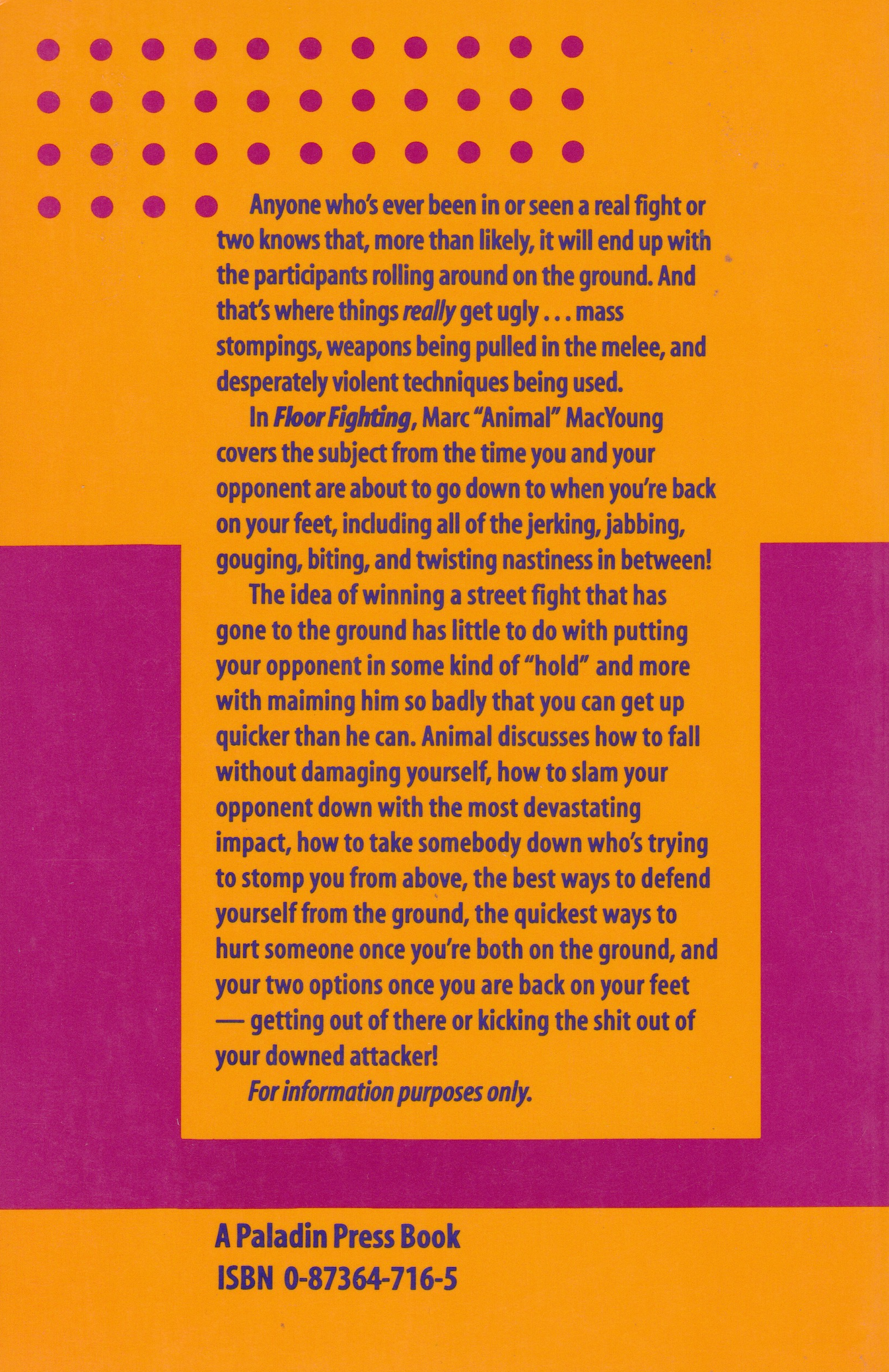 Floor Fighting: Stompings, Maimings, and Other Things to Avoid When a Fight Goes to the Ground Book by Marc MacYoung (Preowned)