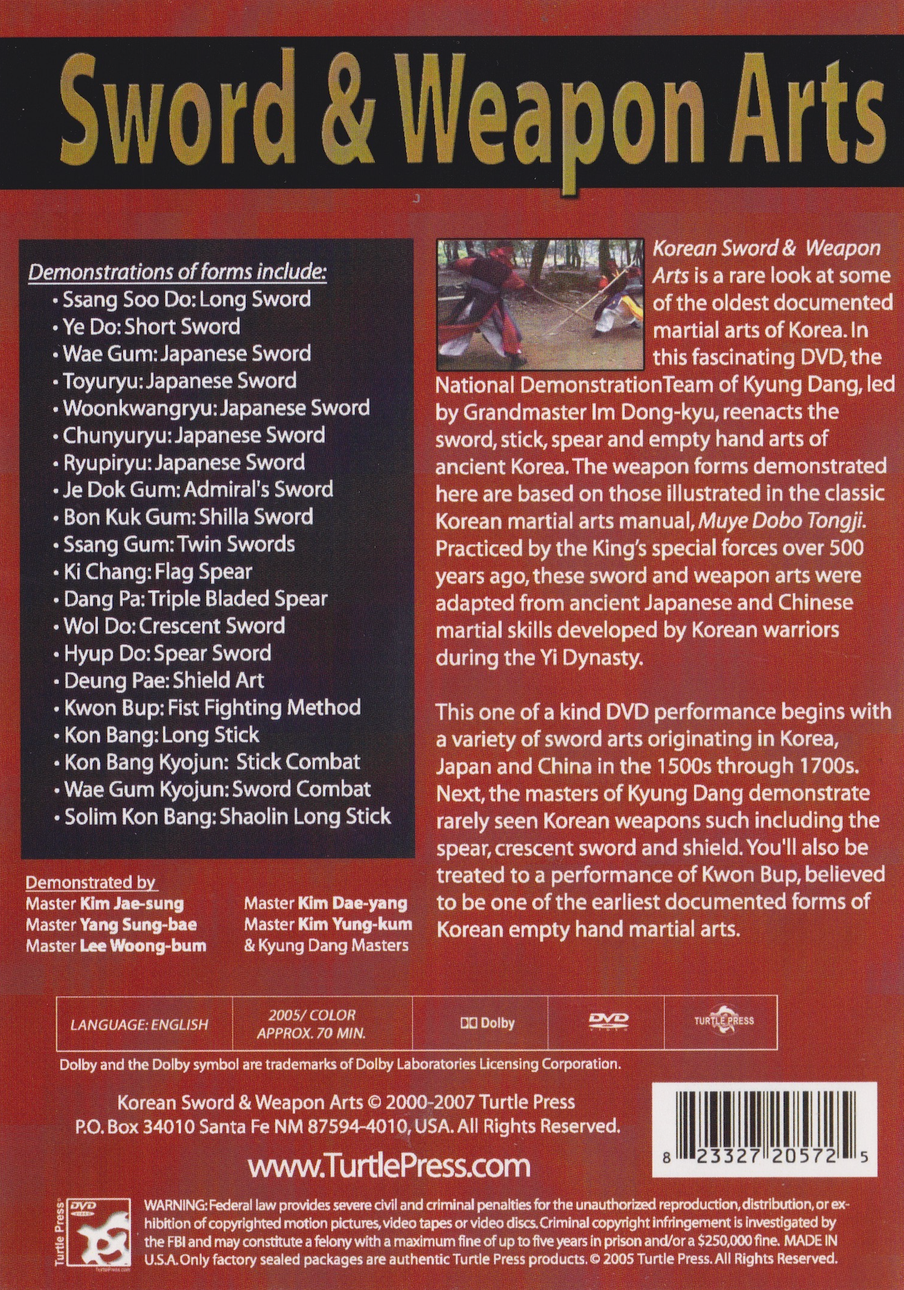 Ancient Korean Sword and Weapon Arts DVD (Preowned)