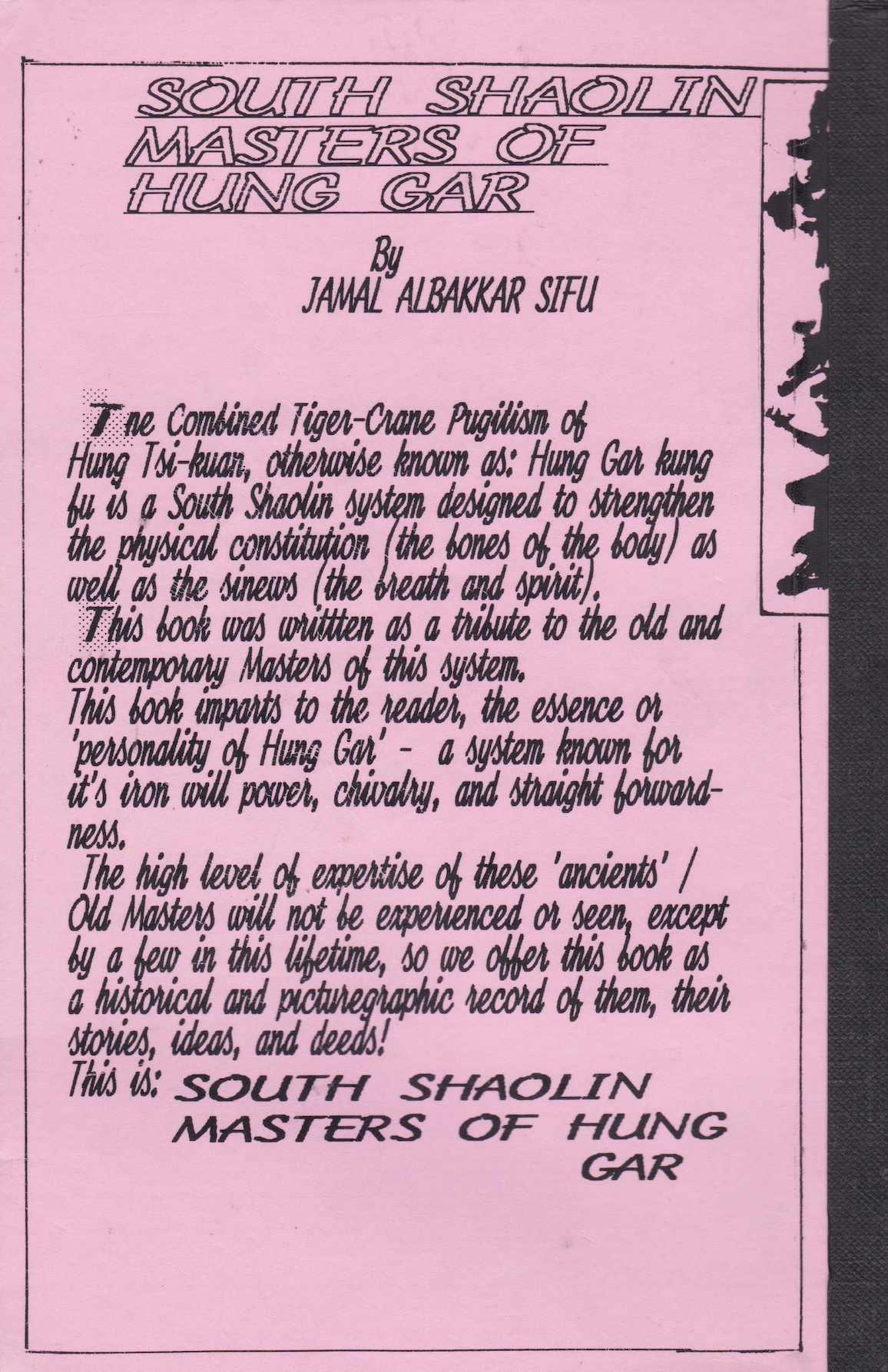 South Shaolin Masters of Hung Gar Book by Jamal Lan Tien Hung (Preowned)