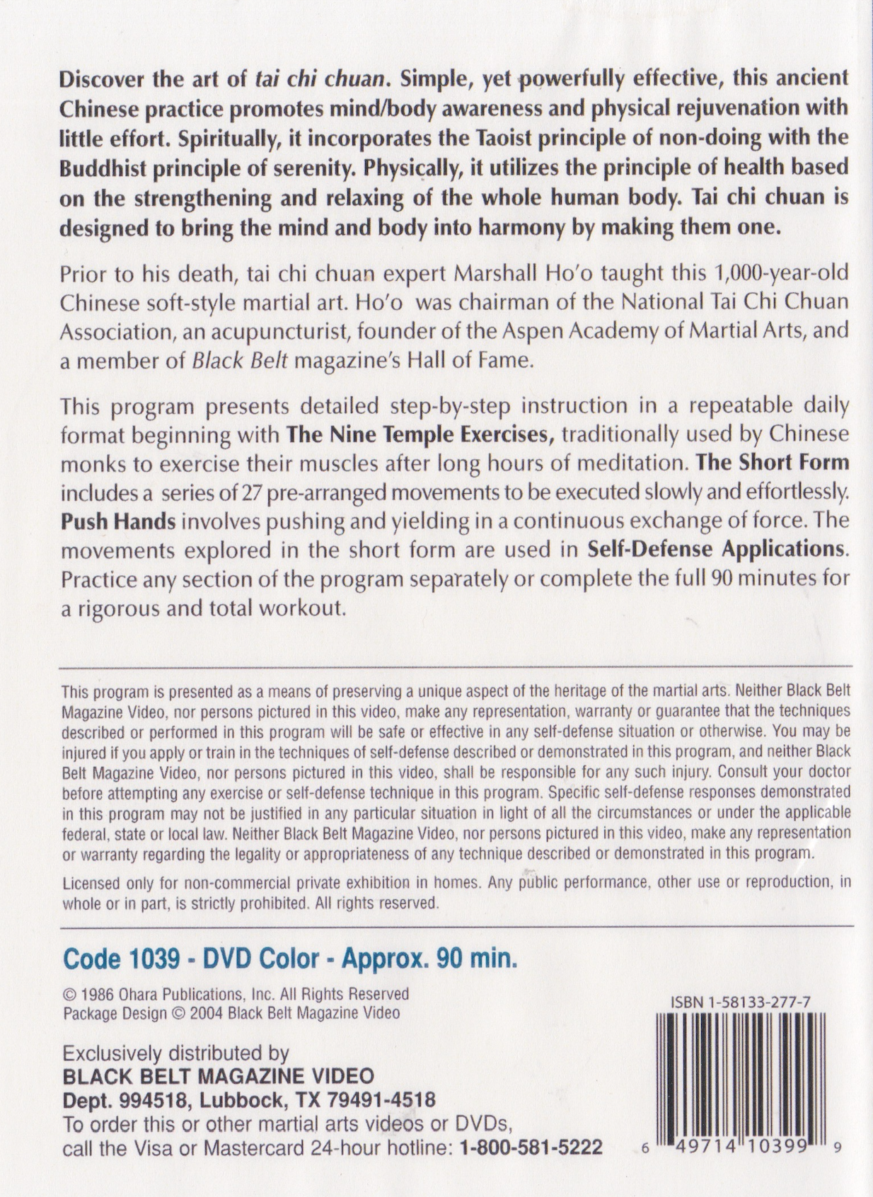 Tai Chi Chuan: The 27 Forms DVD by Marshall Ho'o (Preowned)