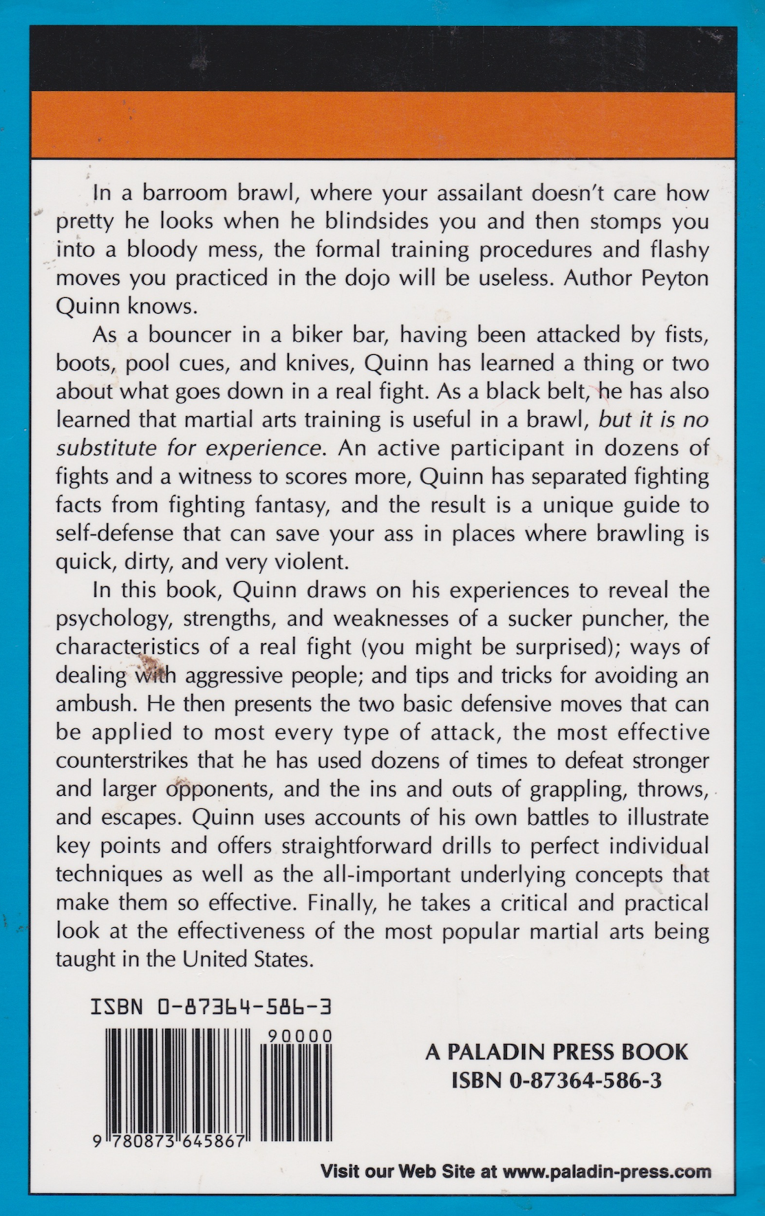 Bouncer's Guide to Barroom Brawling: Dealing with the Sucker Puncher, Streetfighter, and Ambusher Book by Peyton Quinn (Preowned)