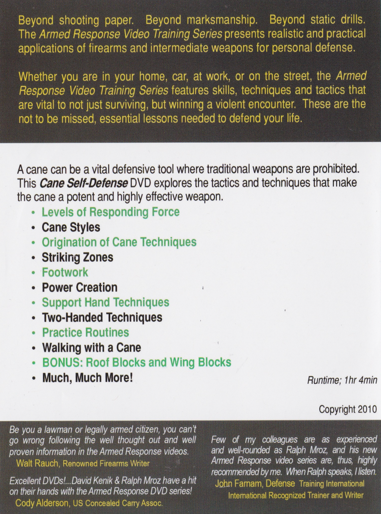 Armed Response: Defensive Cane Fighting DVD with David Kenik & Ralph Mroz
