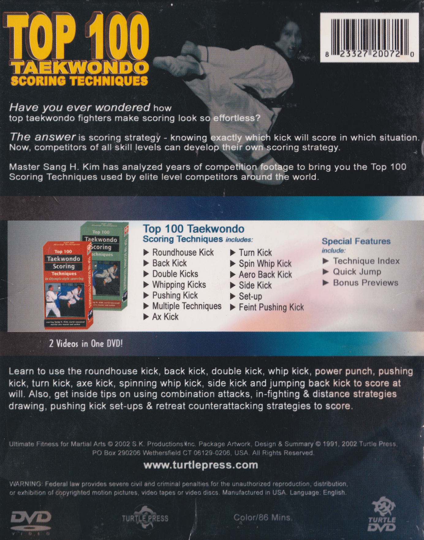 Top 100 Taekwondo Scoring Techniques DVD by Sang Kim (Preowned)