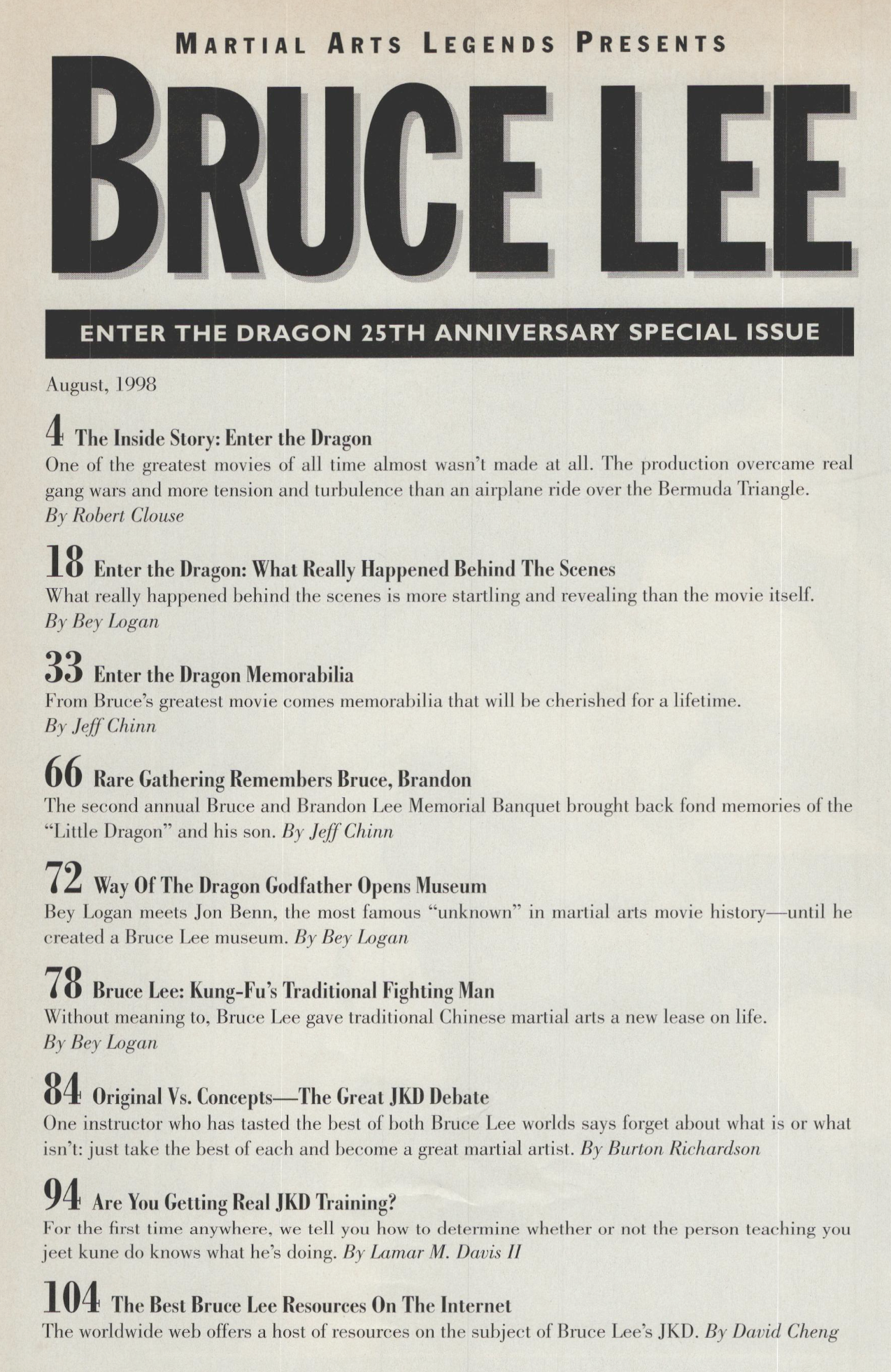 Bruce Lee: Enter the Dragon 25th Anniversary Collector's Magazine Aug 1998 (E-Book)