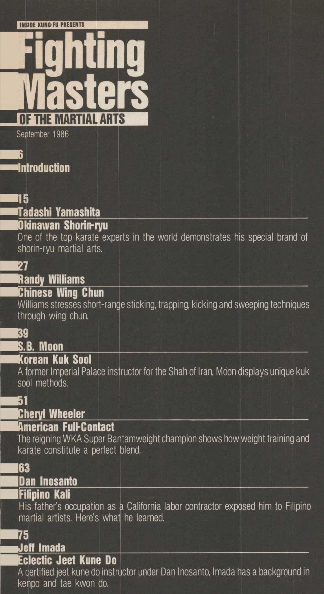 Inside Kung Fu Presents Fighting Masters of the Martial Arts Magazine Sept 1986 (E-Book)