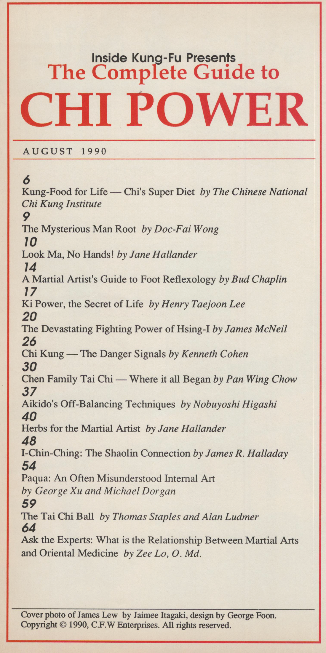 Inside Kung Fu Presents Complete Guide to Chi Power Magazine Aug 1990 (E-Book)