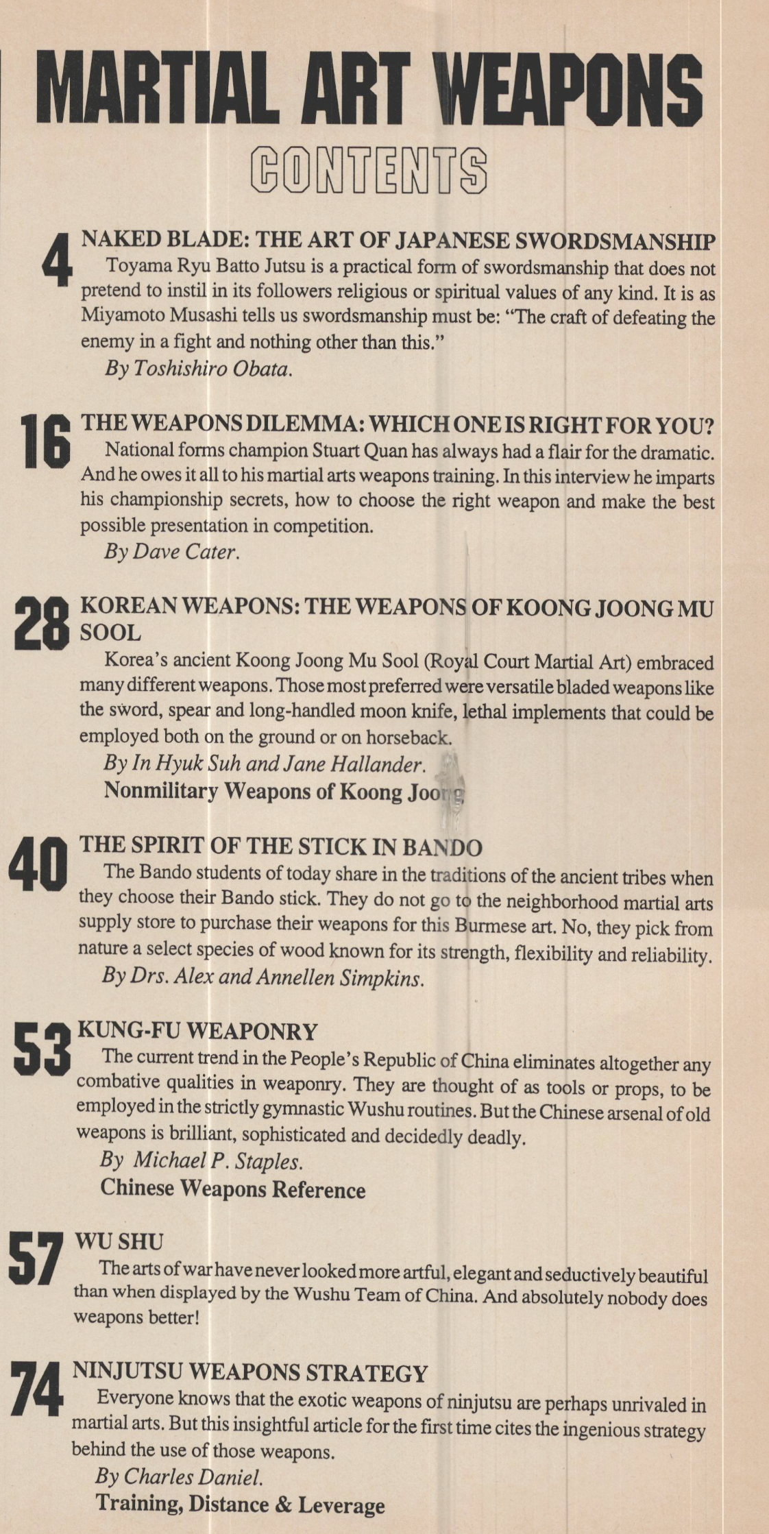 Inside Kung Fu Presents Martial Arts Weapons Magazine June 1993 (E-Book)