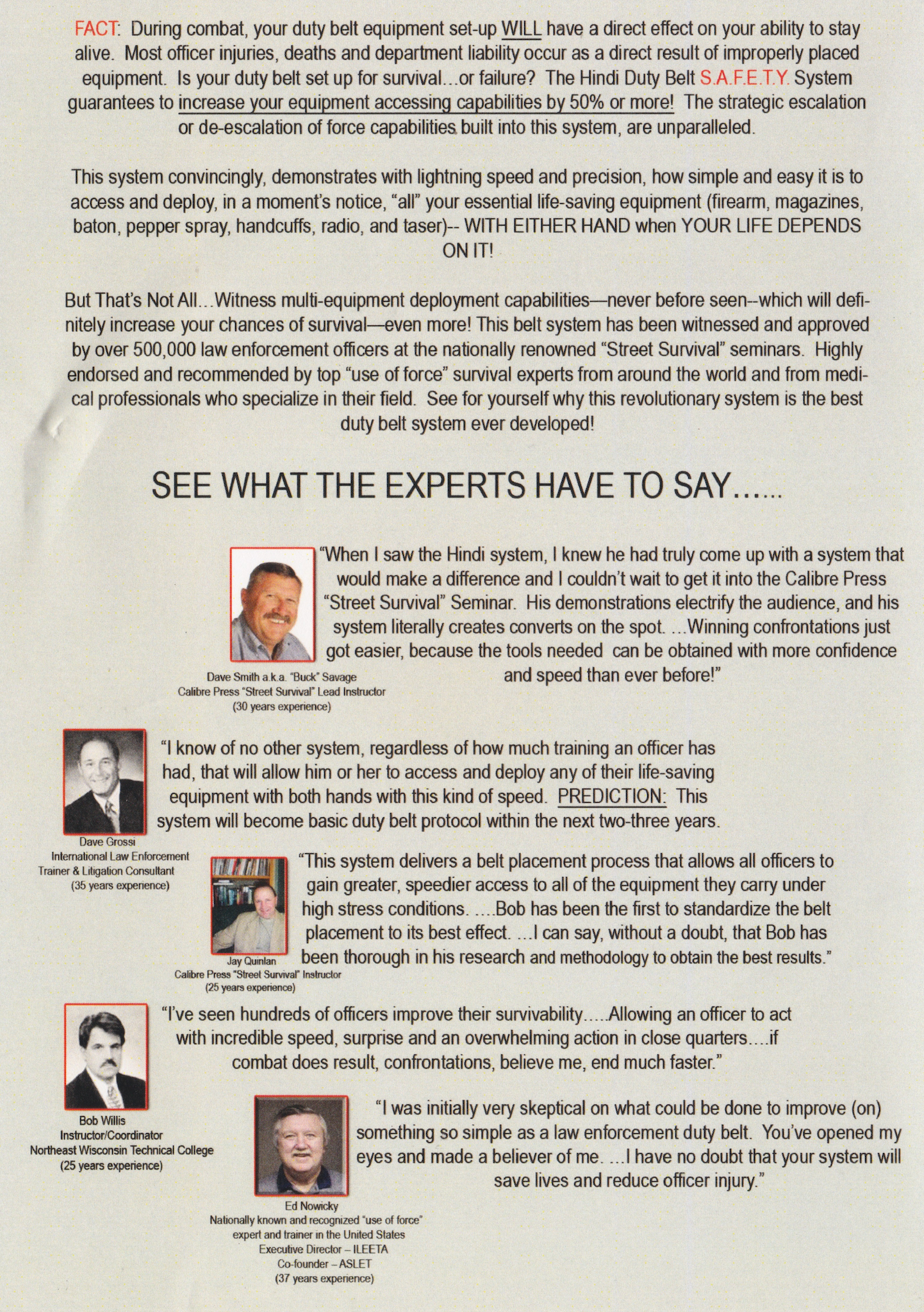 Hindi Duty Belt Safety System DVD by Robert Hindi (Preowned)