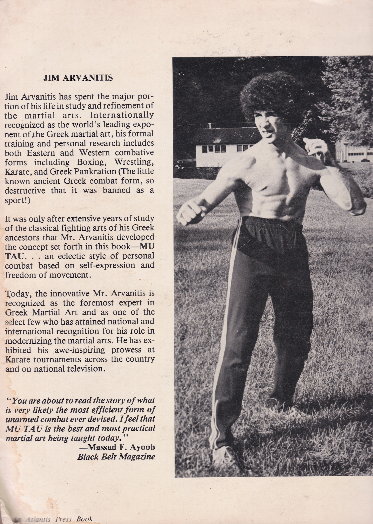 Mu Tau the Modern Greek Karate Book by Jim Arvanitis **SIGNED** (Preowned)