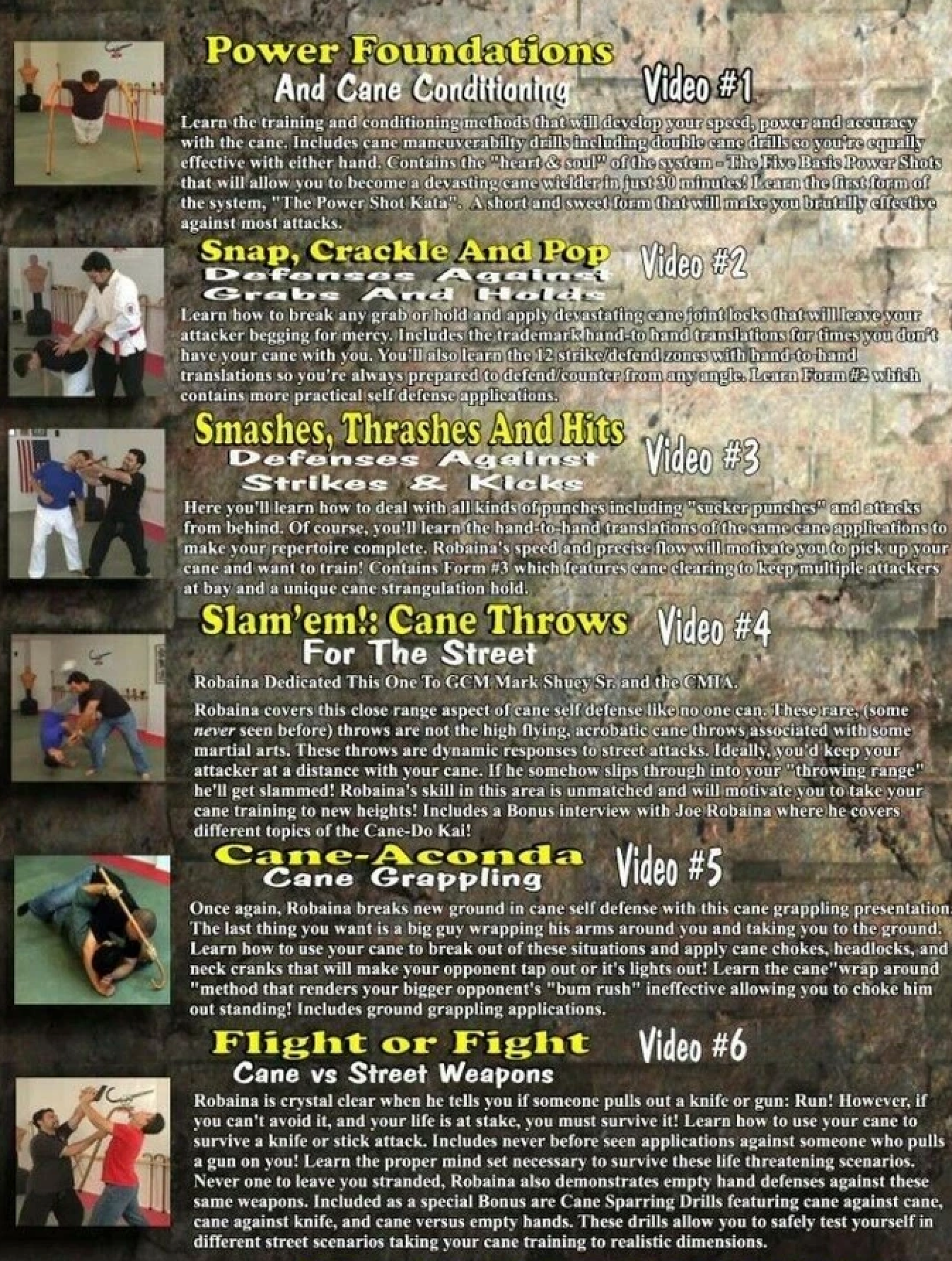 Cane Self Defense Series 6 DVD Set by Joe Robaina
