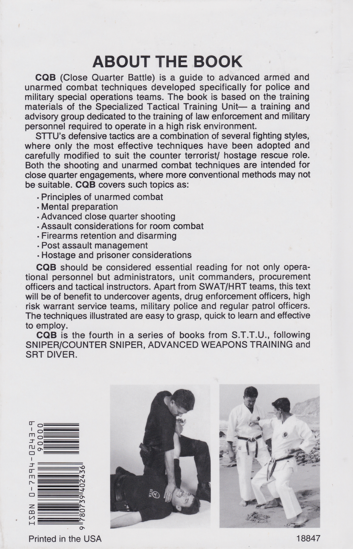 CQB: A Guide to Unarmed Combat and Close Quarter Shooting Book by Mark Lonsdale (Hardcover) (Preowned)