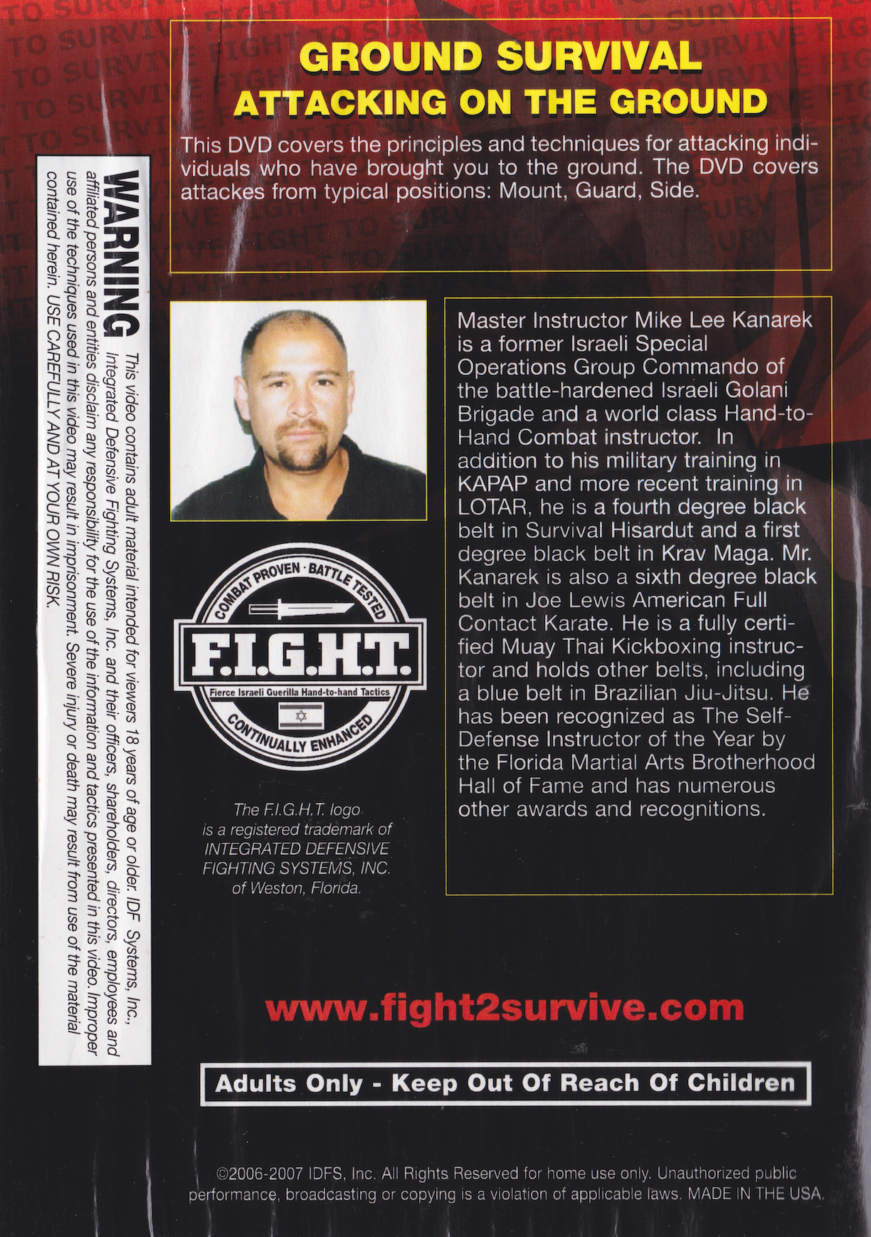 F.I.G.H.T. Ground Survival DVD 2 by Mike Lee Kanarek (Preowned)