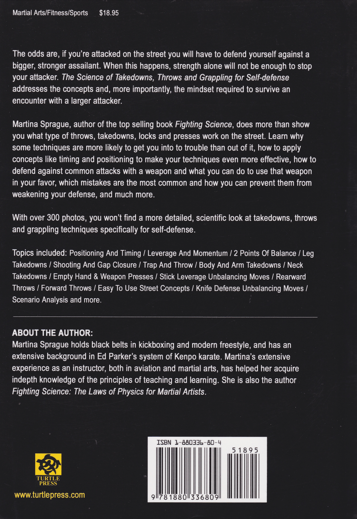 The Science Of Takedowns, Throws & Grappling For Self-defense Book by Martina Sprague (Preowned)