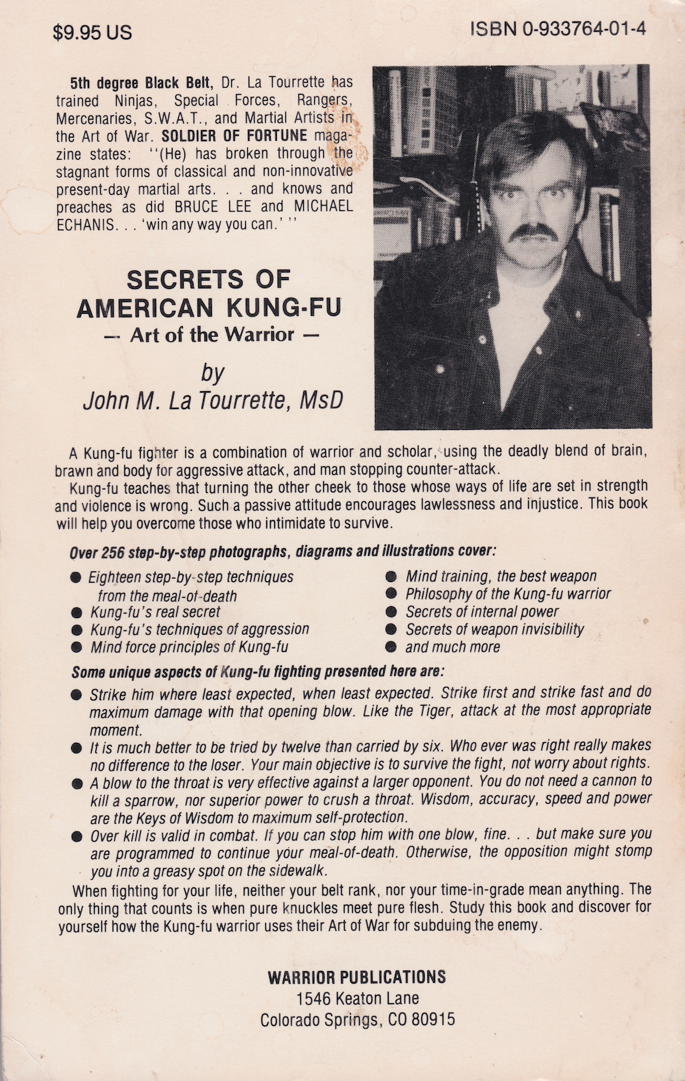 Secrets of American Kung-Fu: Art of the Warrior Book by John La Tourrette (Preowned)