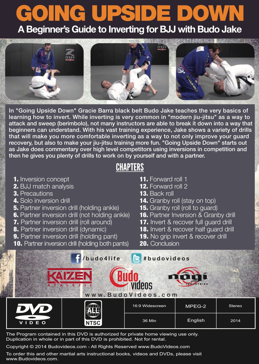 Going Upside Down: A Beginner's Guide to Inverting for BJJ DVD by Budo Jake