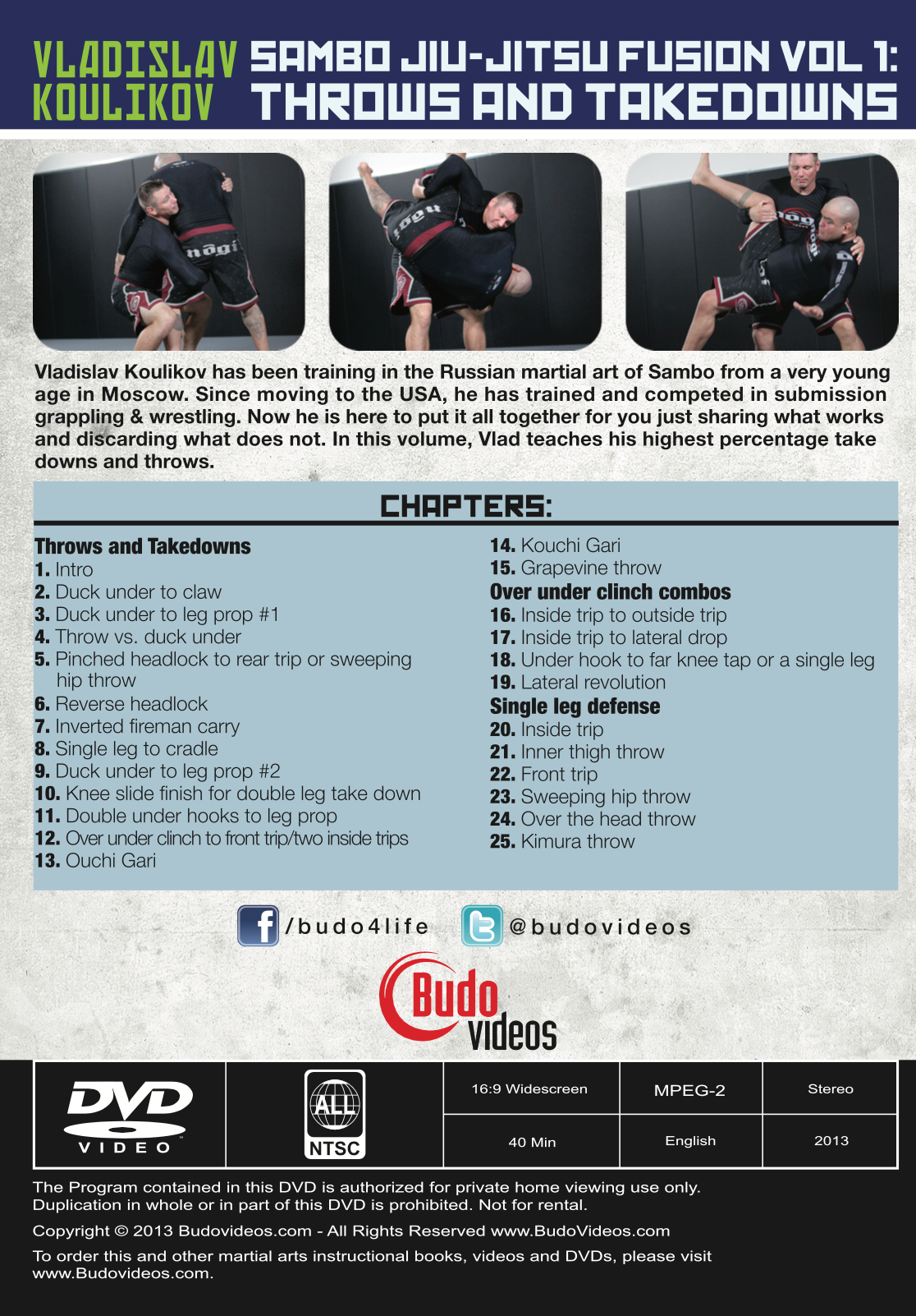 Sambo Jiu-jitsu Fusion Vol 1: Throws & Takedowns DVD by Vladislav Koulikov