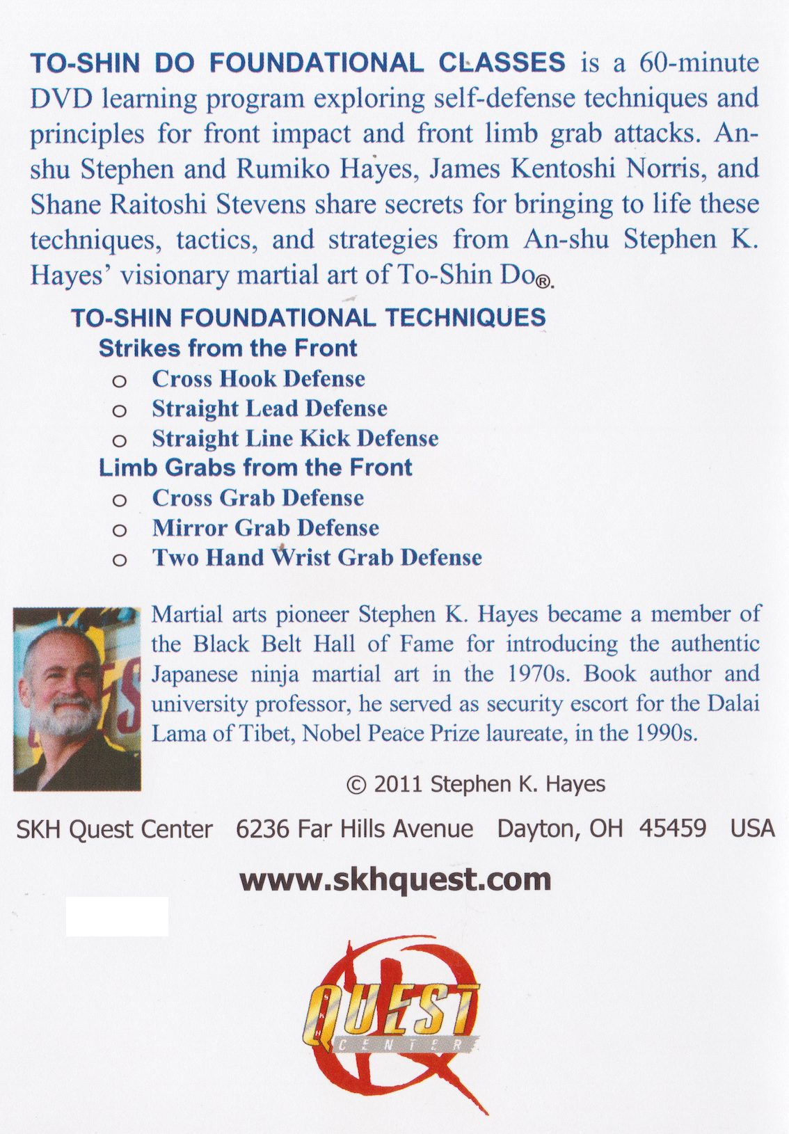 To-Shin Do SKH Quest Instructing Foundational Classes Vol 1 DVD with Stephen Hayes