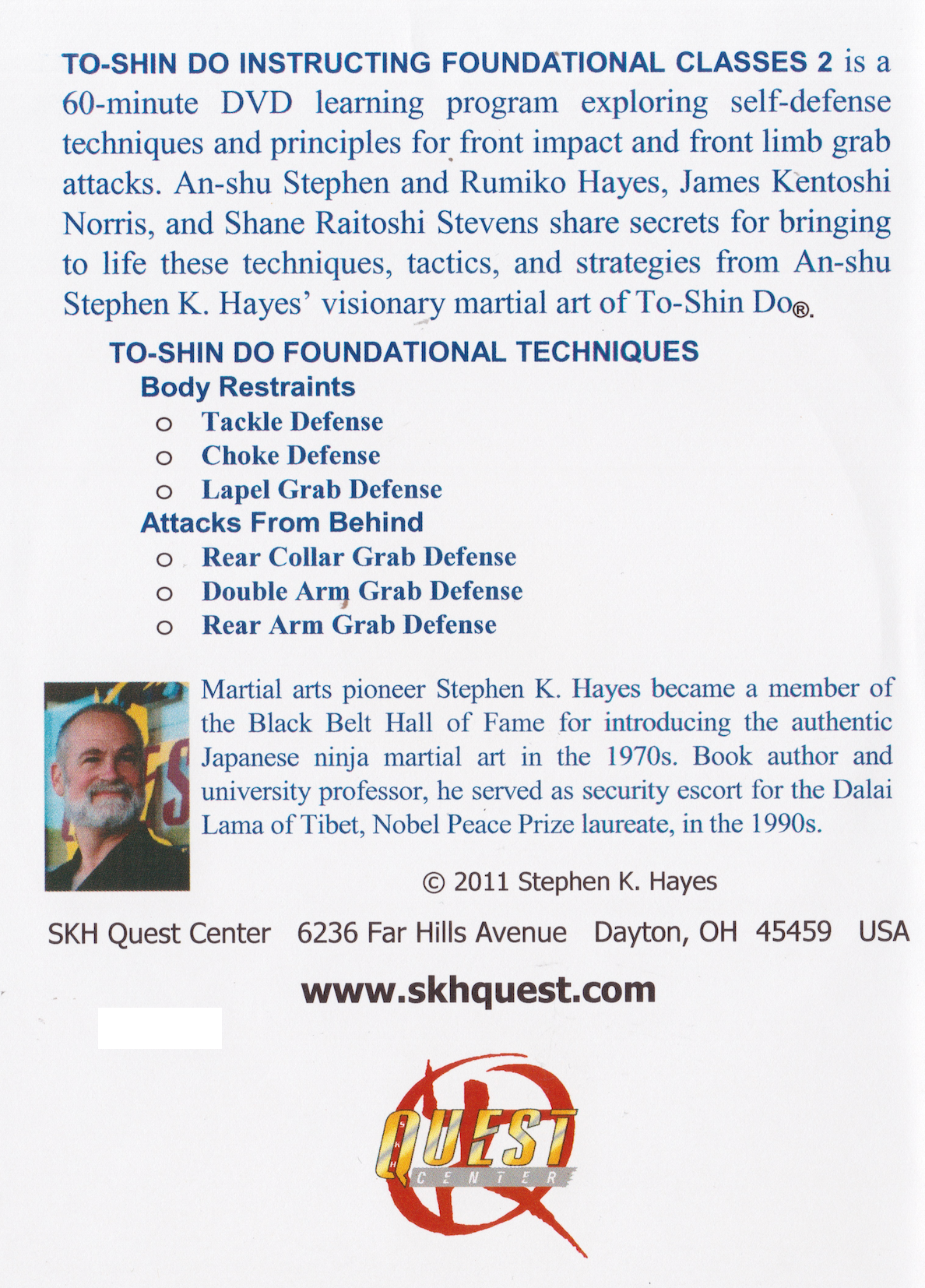 To-Shin Do SKH Quest Instructing Foundational Classes Vol 2 DVD with Stephen Hayes
