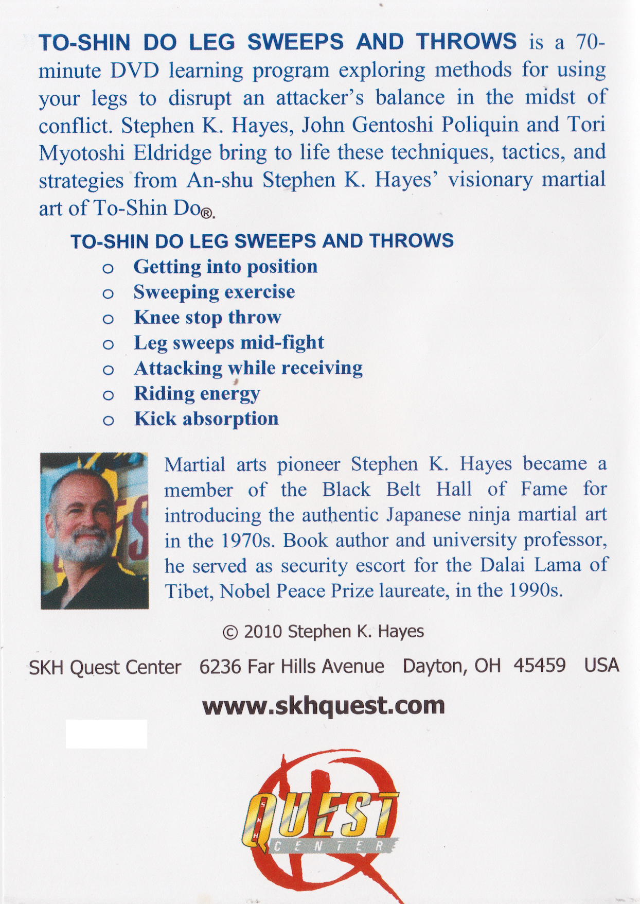To-Shin Do Leg Sweeps & Throws DVD with Stephen Hayes