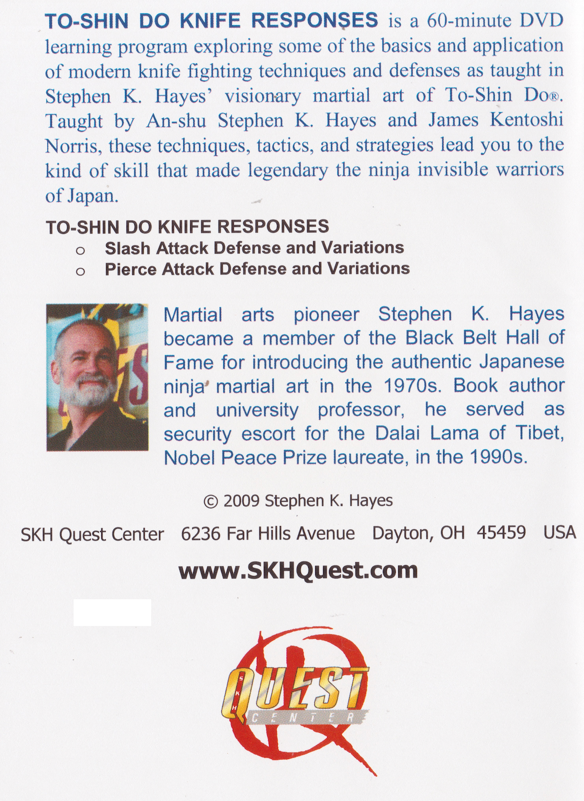 To-Shin Do Knife Responses DVD with Stephen Hayes