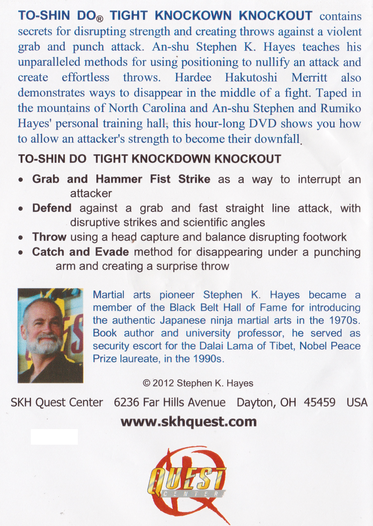 To-Shin Do Tight Knockdown Knockout DVD with Stephen Hayes (Preowned)