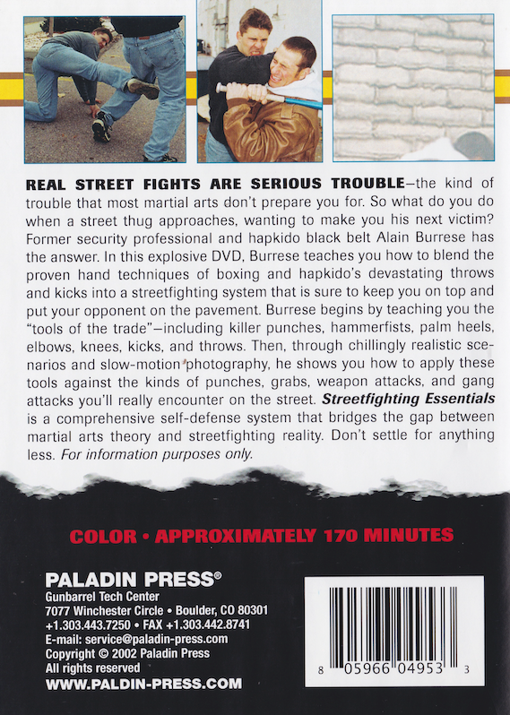 Streetfighting Essentials DVD by Alain Burrese (Preowned)