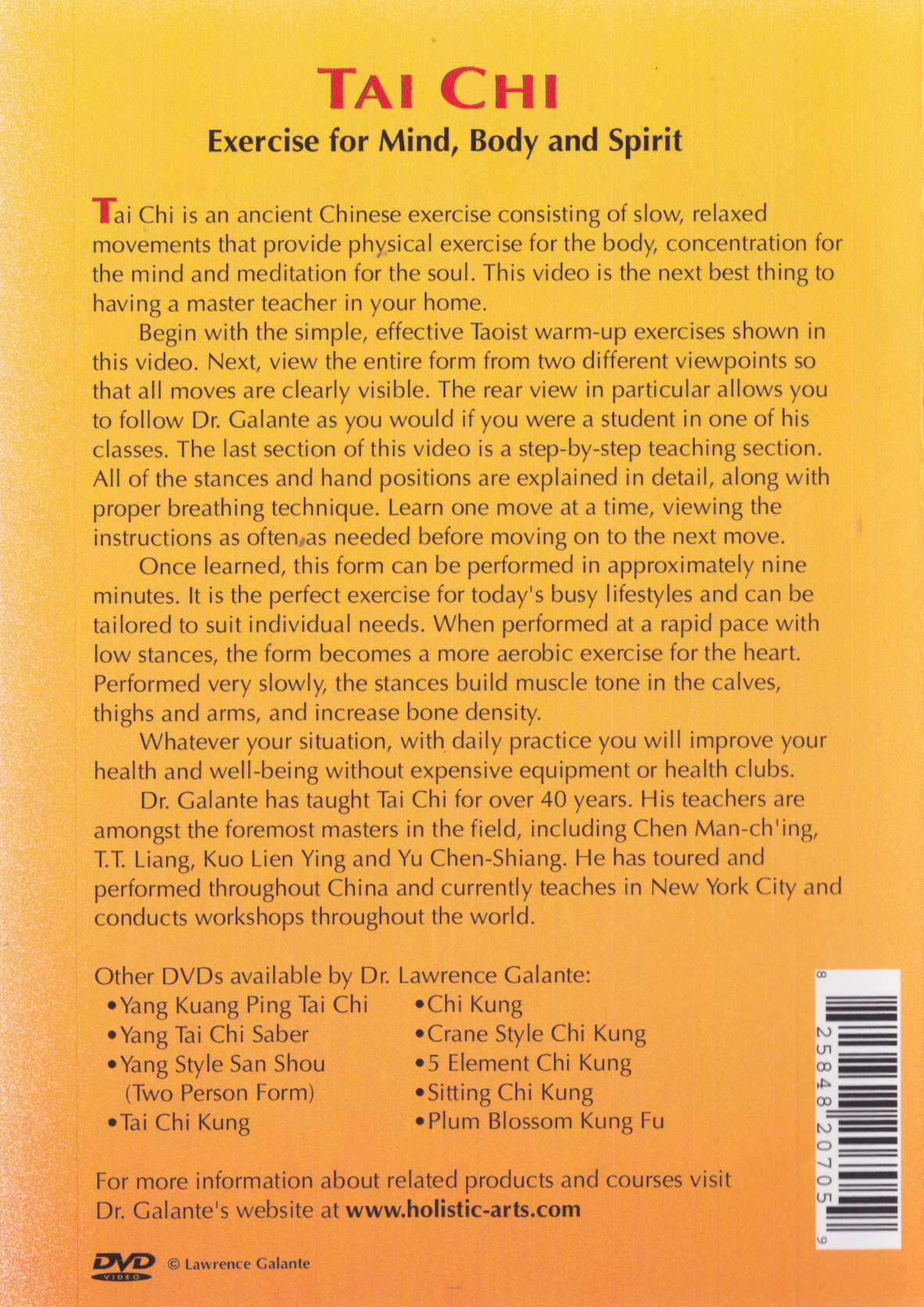 Tai Chi The Supreme Ultimate Yang Style DVD by Lawrence Galante (Preowned)