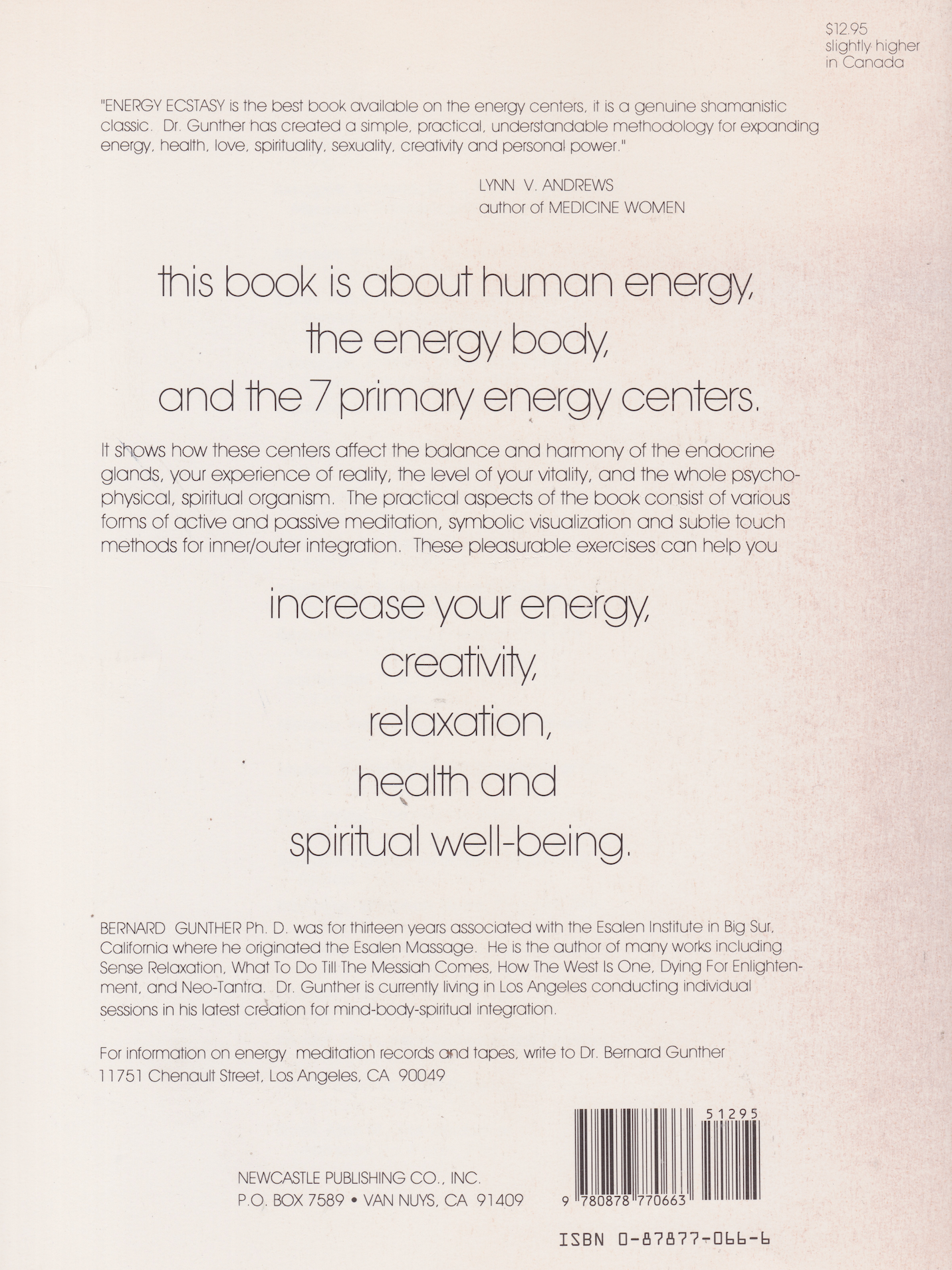 Energy Ecstasy and Your Seven Vital Chakras Book by Bernard Gunther (Preowned)