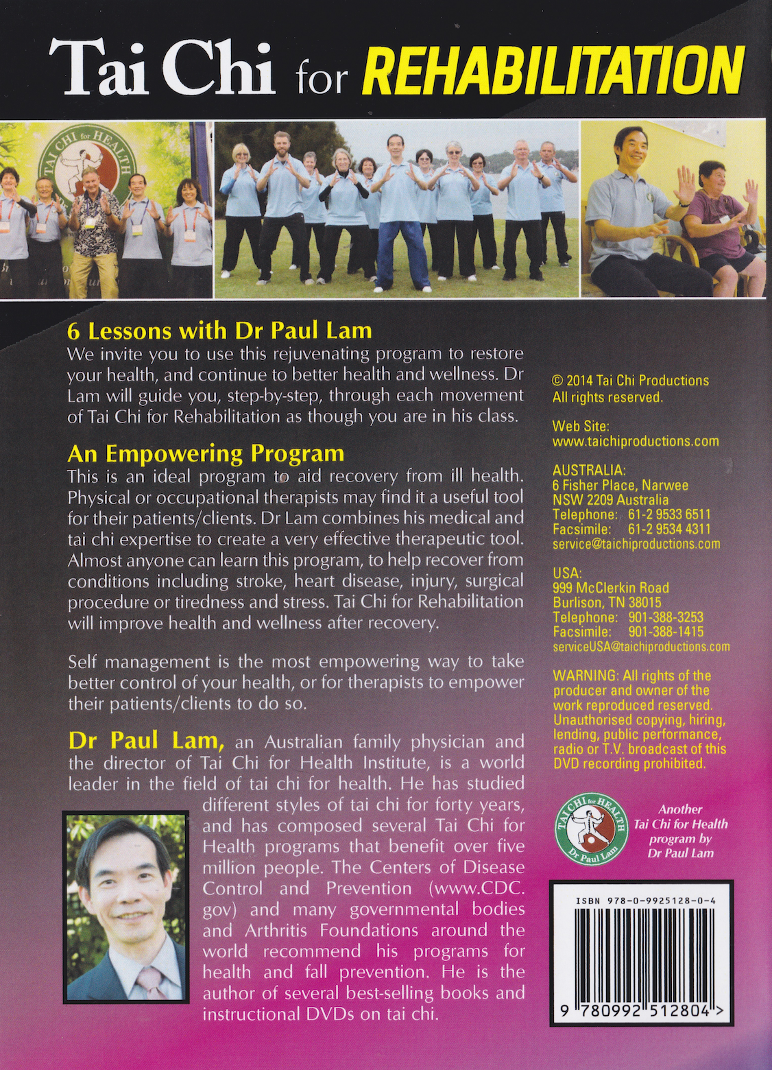 Tai Chi for Rehabilitation - Empowering People to Wellness DVD by Paul Lam (Preowned)