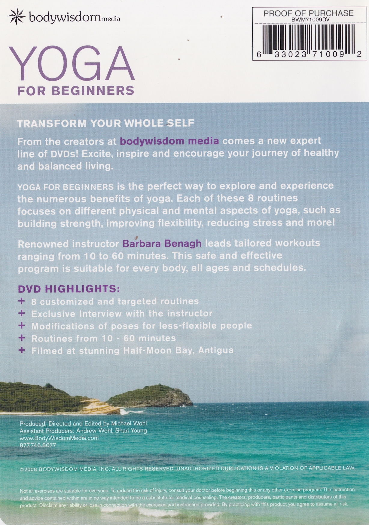 Yoga for Beginners 8 Yoga Video Routines DVD by Barbara Benagh (Preowned)