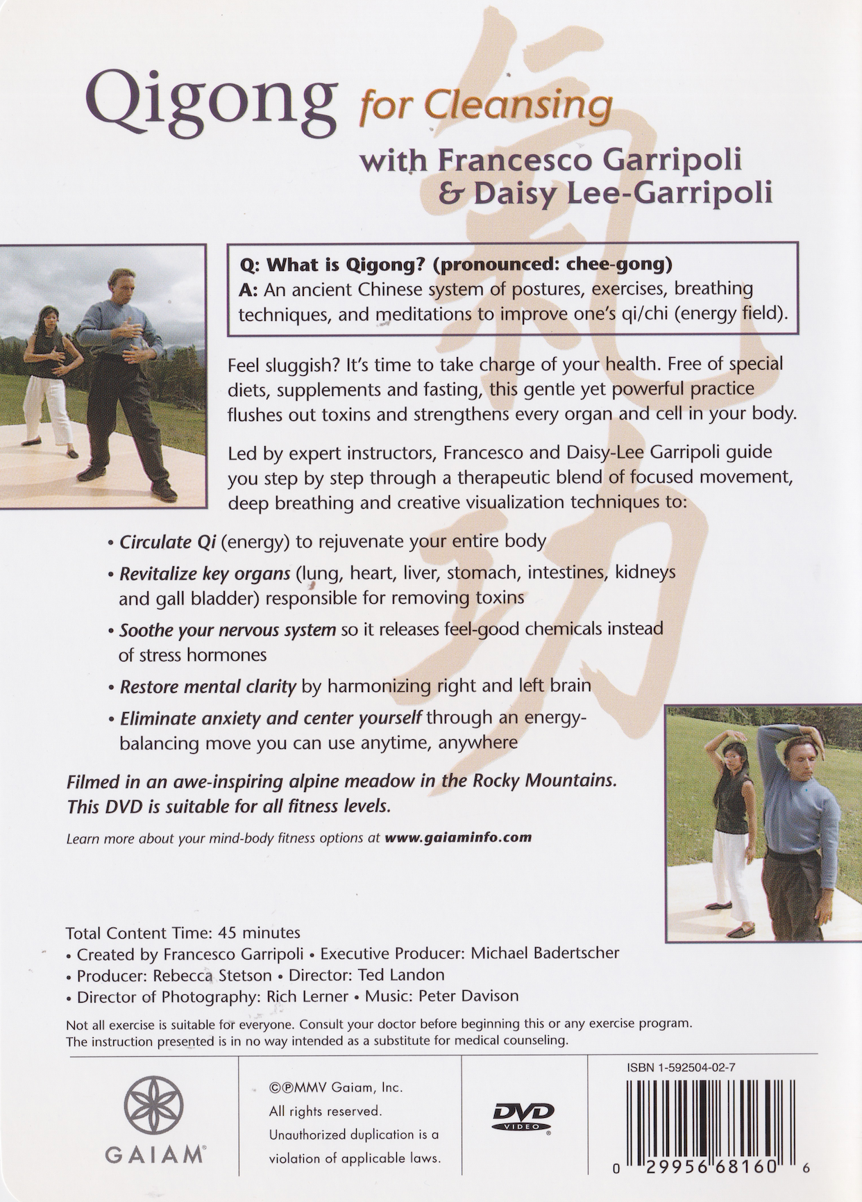 Qigong for Cleansing DVD by Francesco Garripoli & Daisy Lee-Garripoli (Preowned)