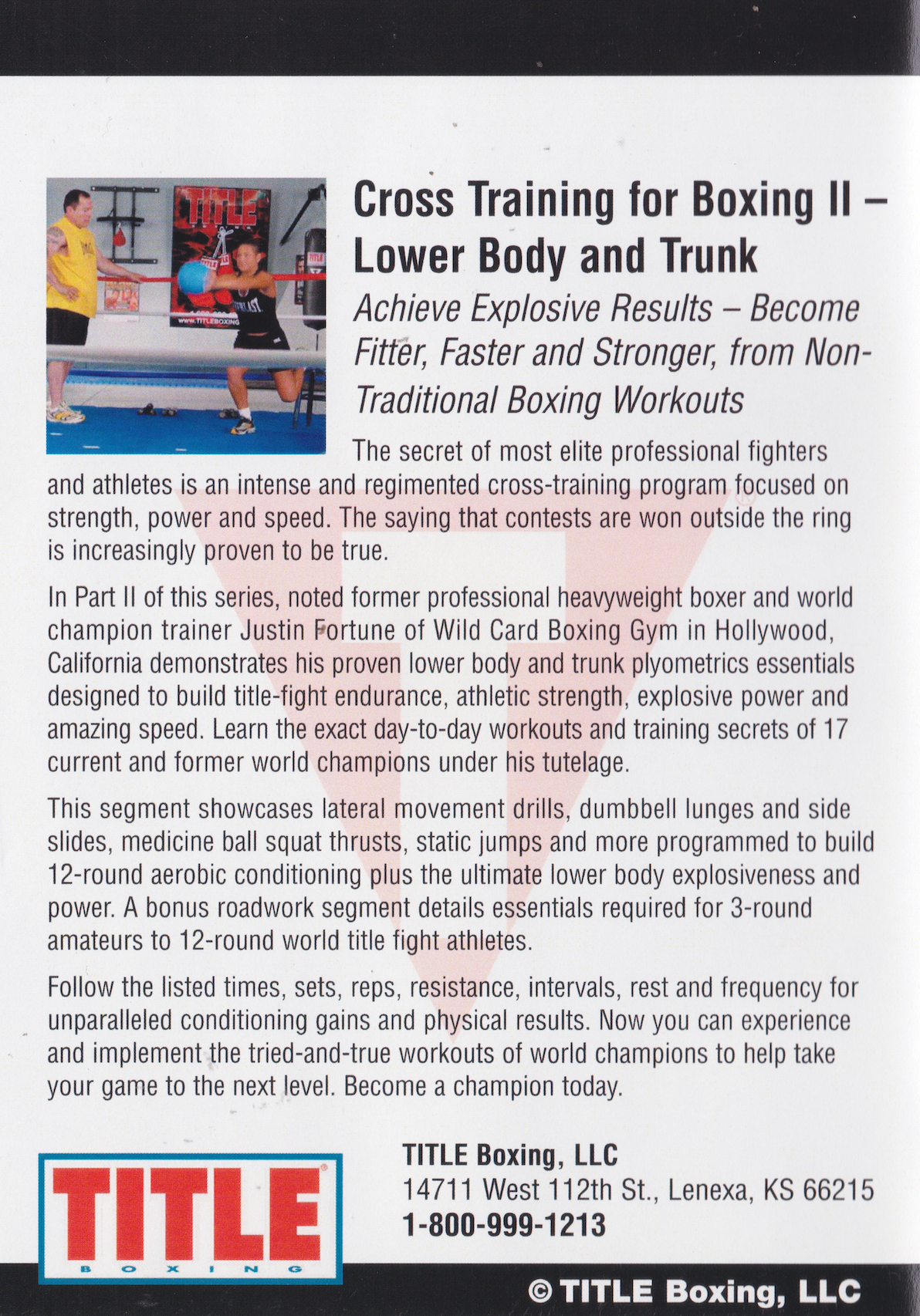 Title Boxing DVD 19 Cross Training for Boxing II by Justin Fortune (Preowned)