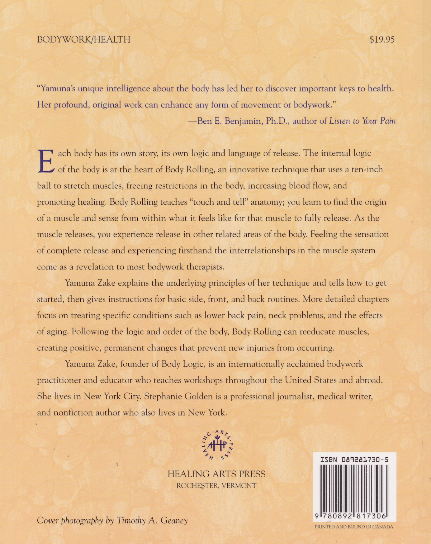 Body Rolling: An Experiential Approach to Complete Muscle Release Book by Yamuna Zake & Stephanie Golden (Preowned)