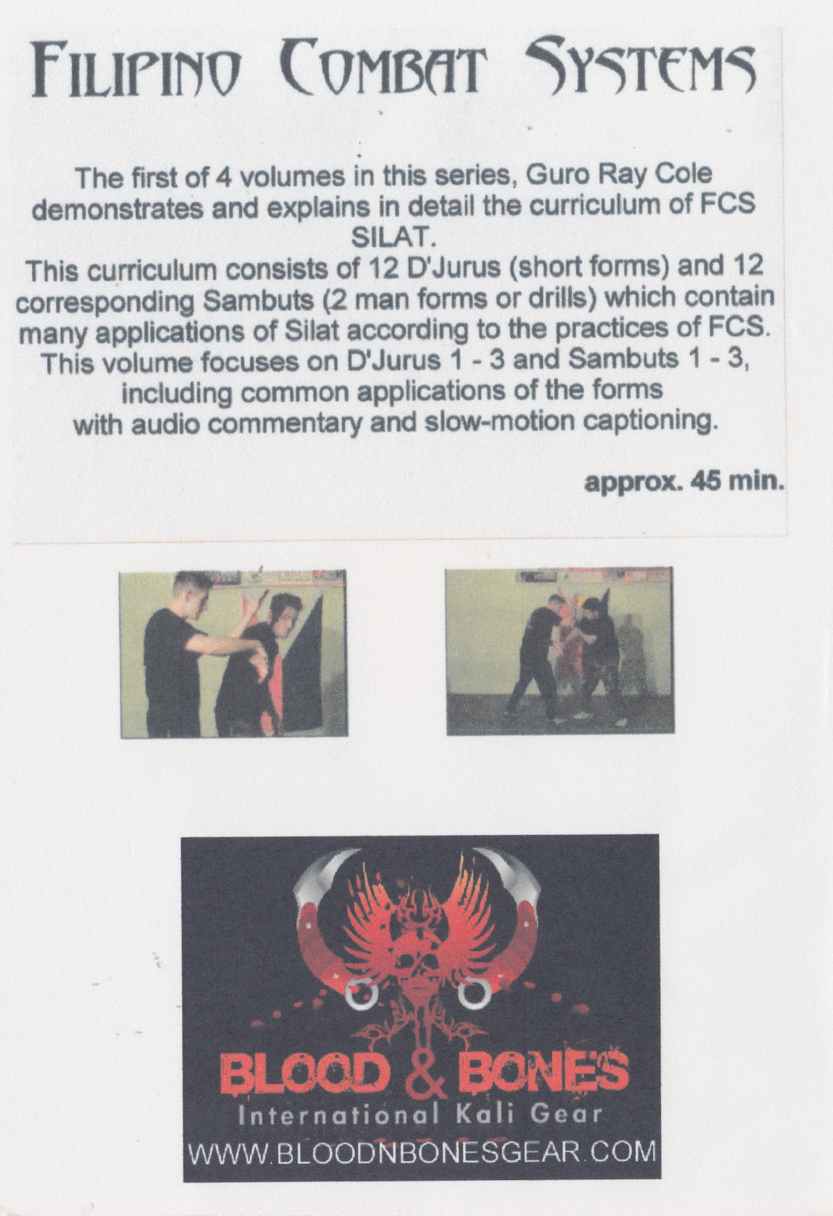Filipino Combat Systems Silat Vol 1 DVD by Ray Cole (Preowned)