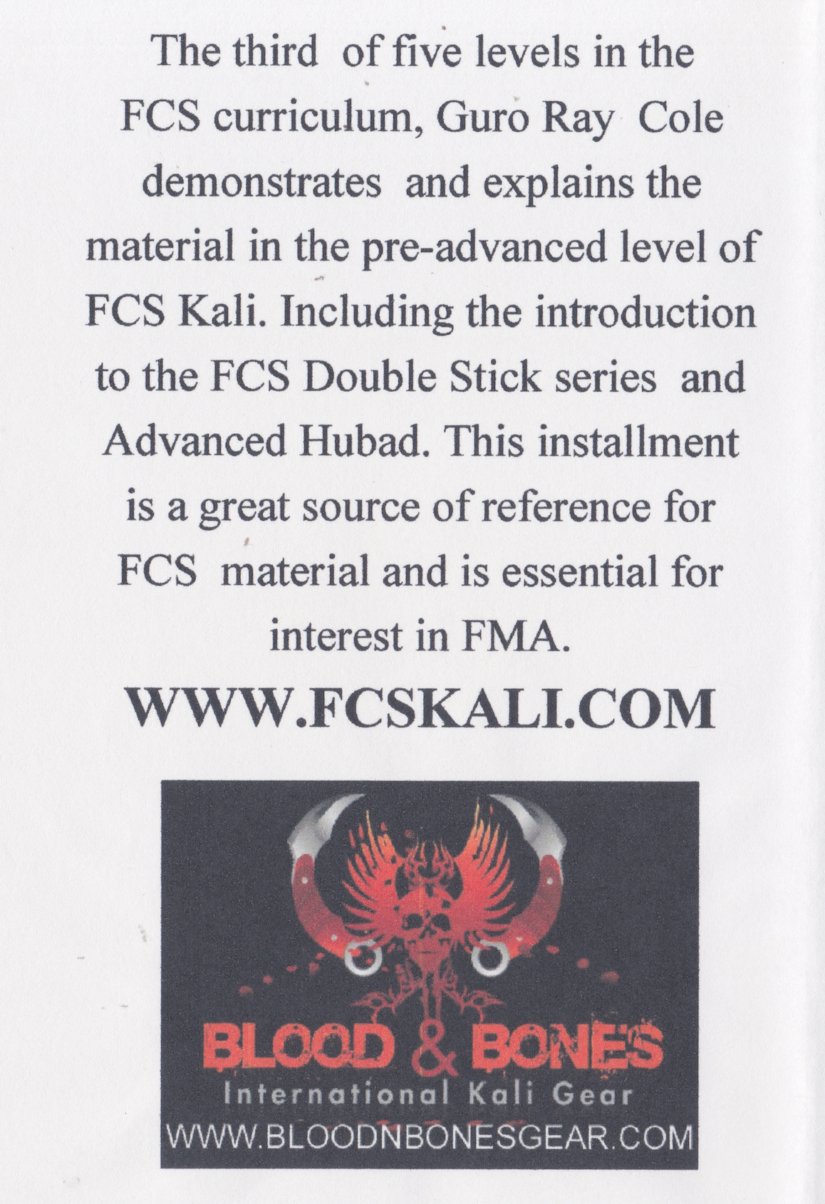 Filipino Combat Systems Level 3 Curriculum DVD by Ray Cole (Preowned)