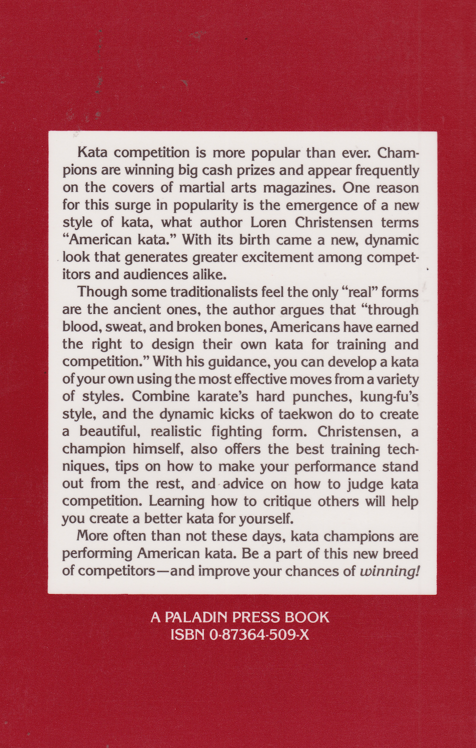 Winning With American Kata: The New Breed of Competitors Book by Loren Christensen (Preowned)