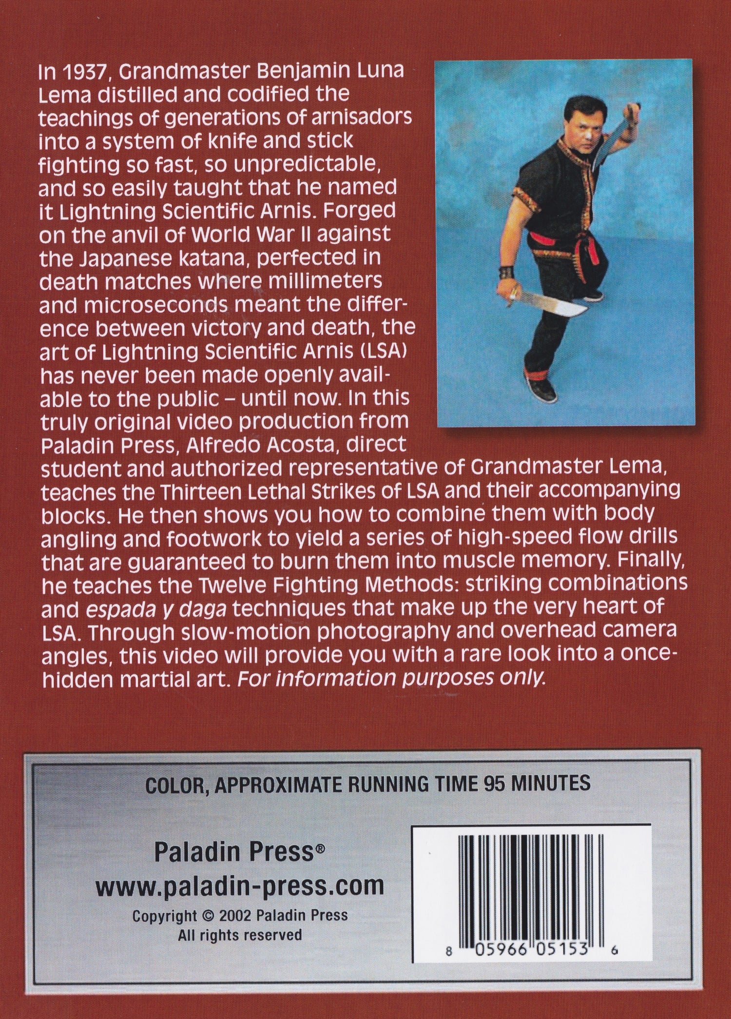 Secrets of Lightning Scientific Arnis DVD by Alfredo Acosta (Preowned)