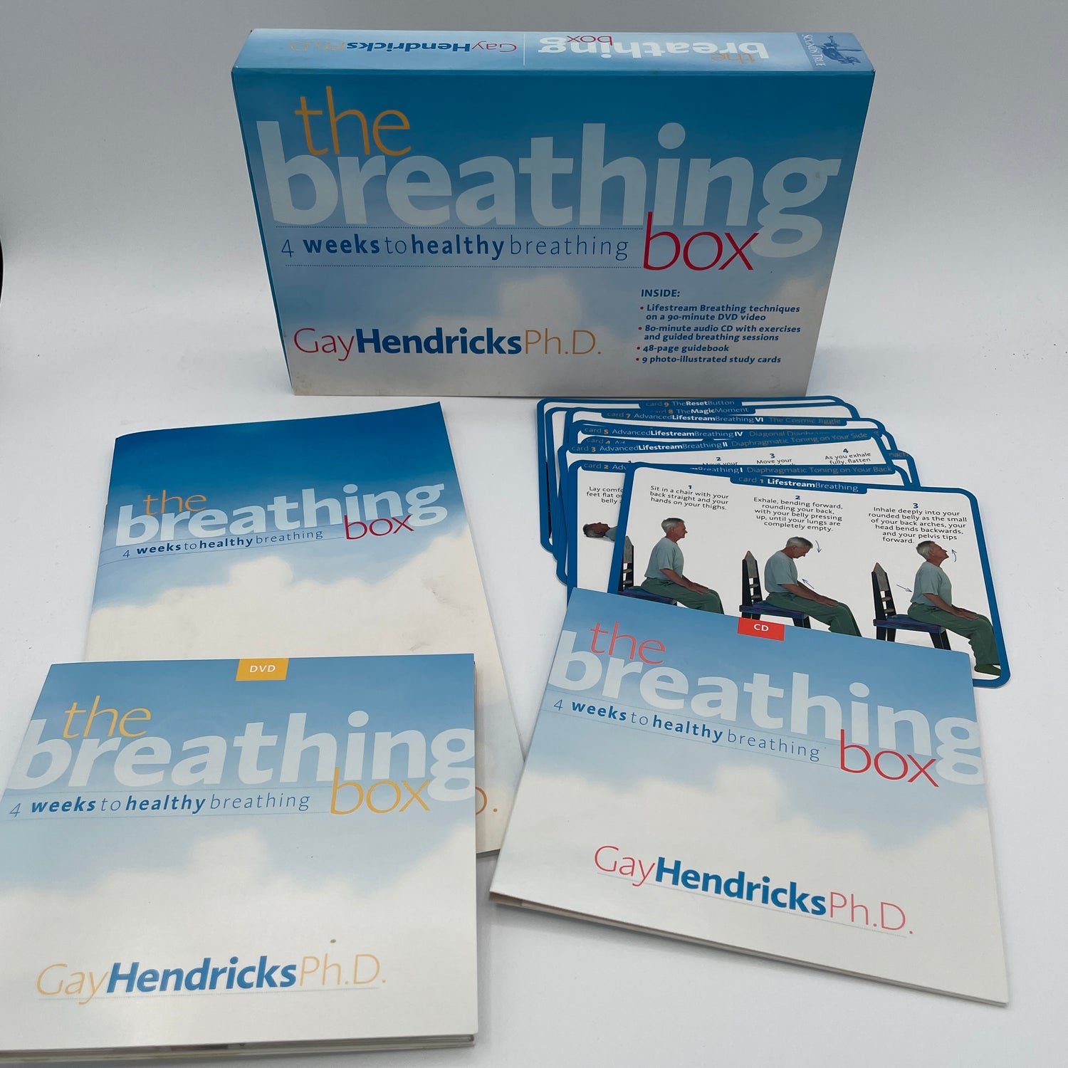 The Breathing Box: 4 Weeks To Healthy Breathing Book, DVD & CD by Gay Hendricks (Preowned)